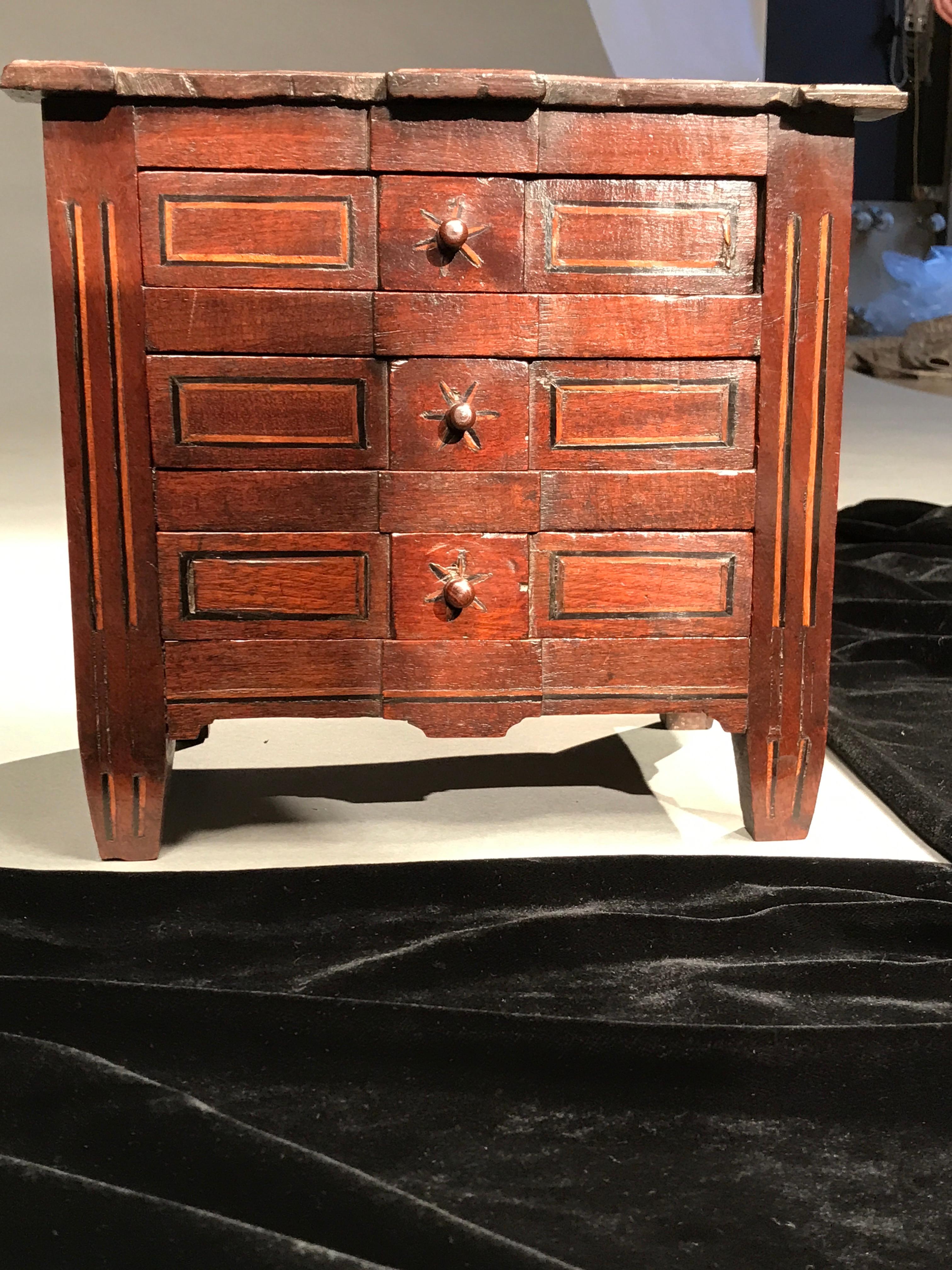 18th Century and Earlier Commode Minature Long Walnut Maltese Cross Ebonised Fruitwoo For Sale