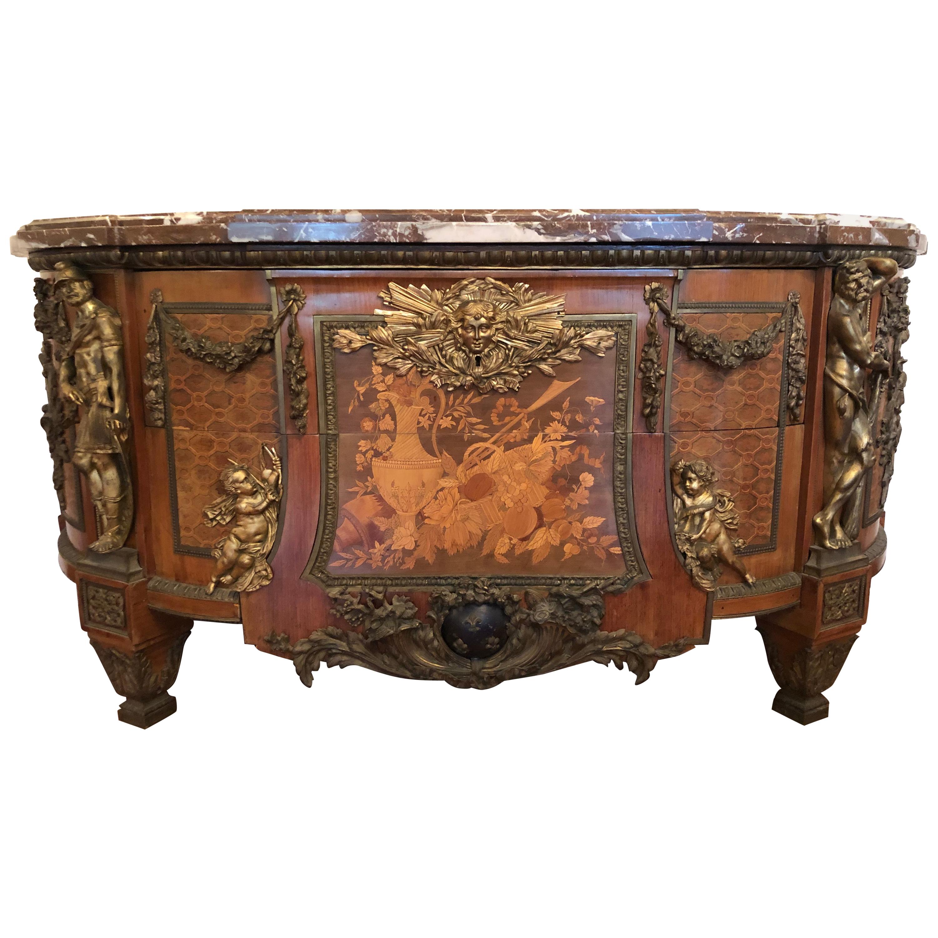 Commode of the French King Louis XVI, After Henri Riesener, Paris, 19th Century For Sale