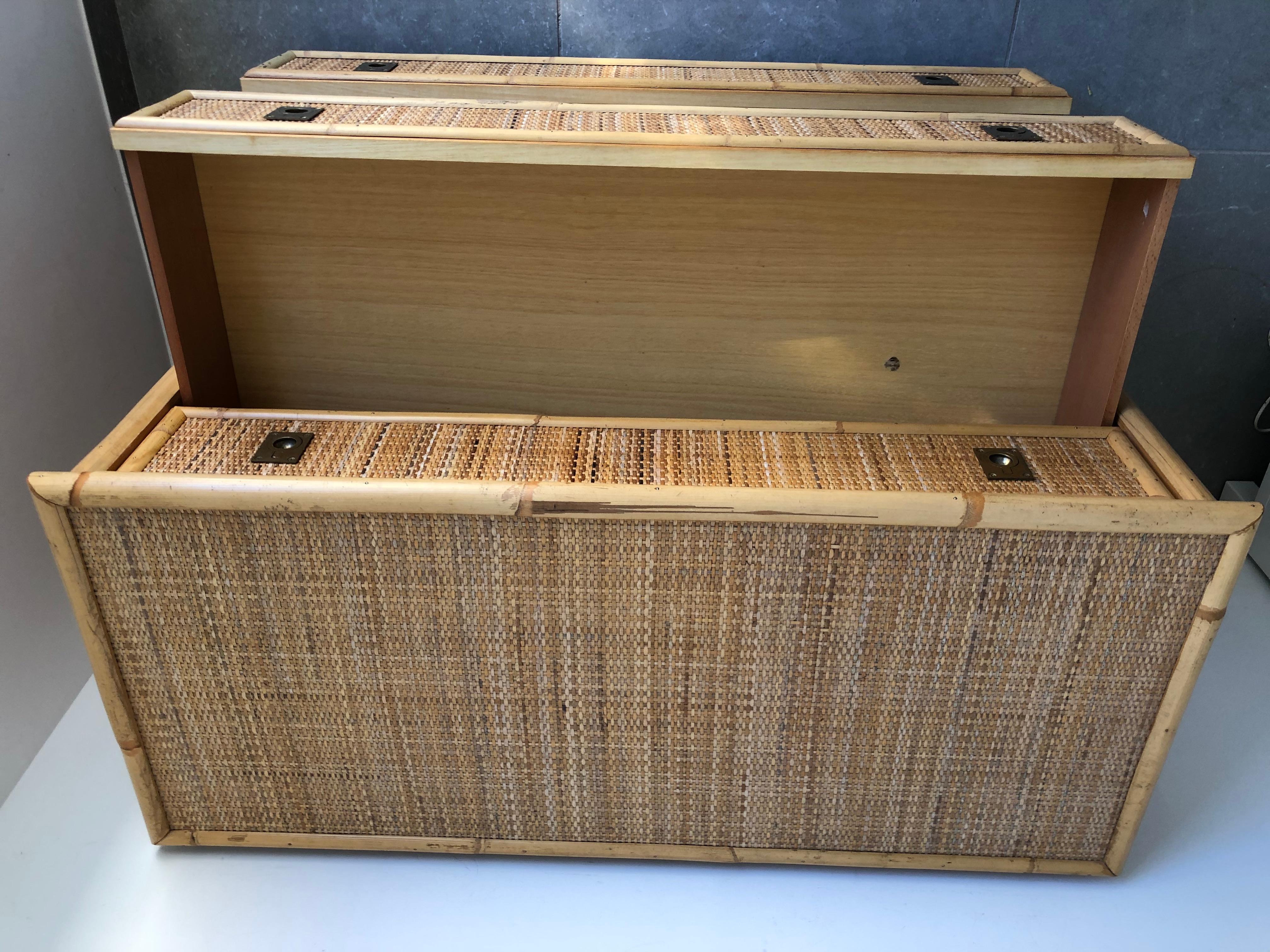 Bamboo Commode rotin et bambou signée Dal Vera 4 tiroirs For Sale