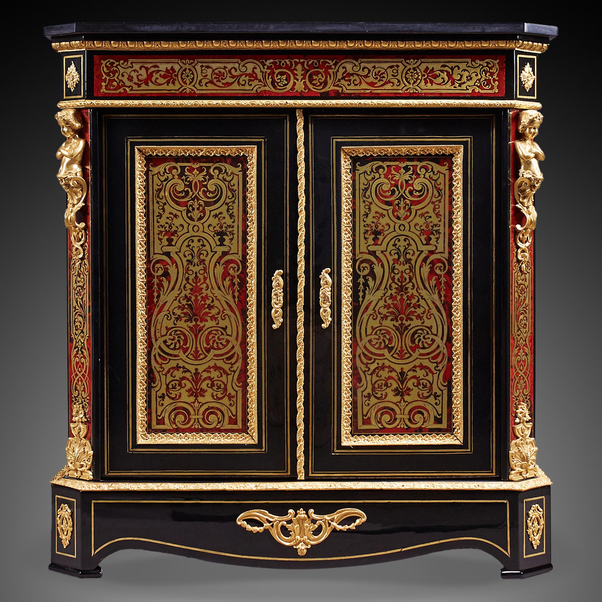 Gilt Commode Style Boulle of French 19th Century Napoleon III Period For Sale