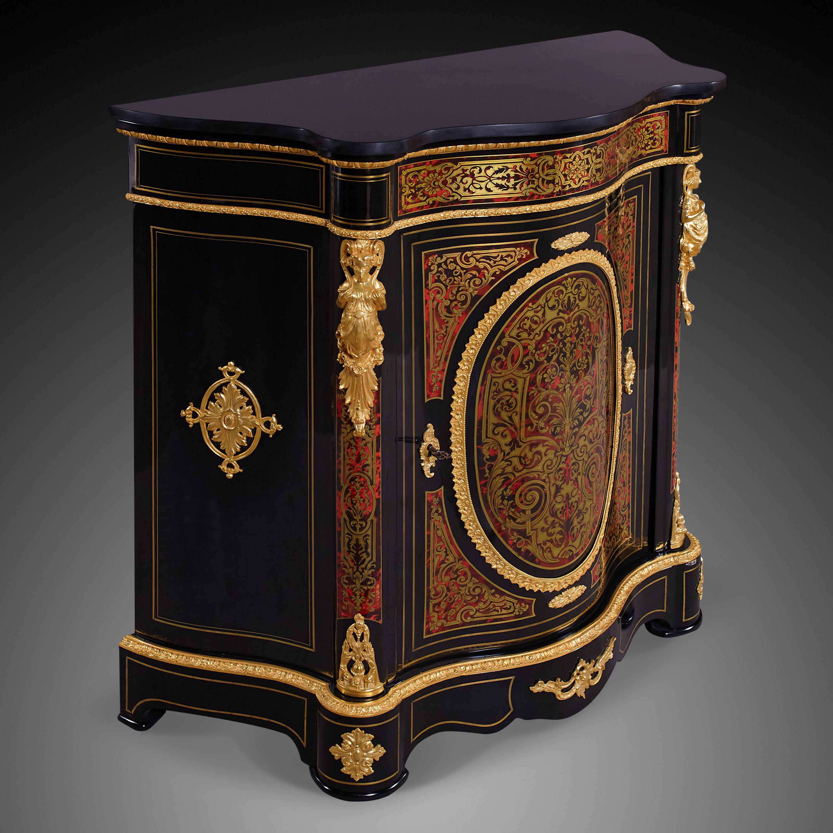Commode Style Boulle of French 19th Century Napoleon III Period In Good Condition For Sale In Warsaw, PL