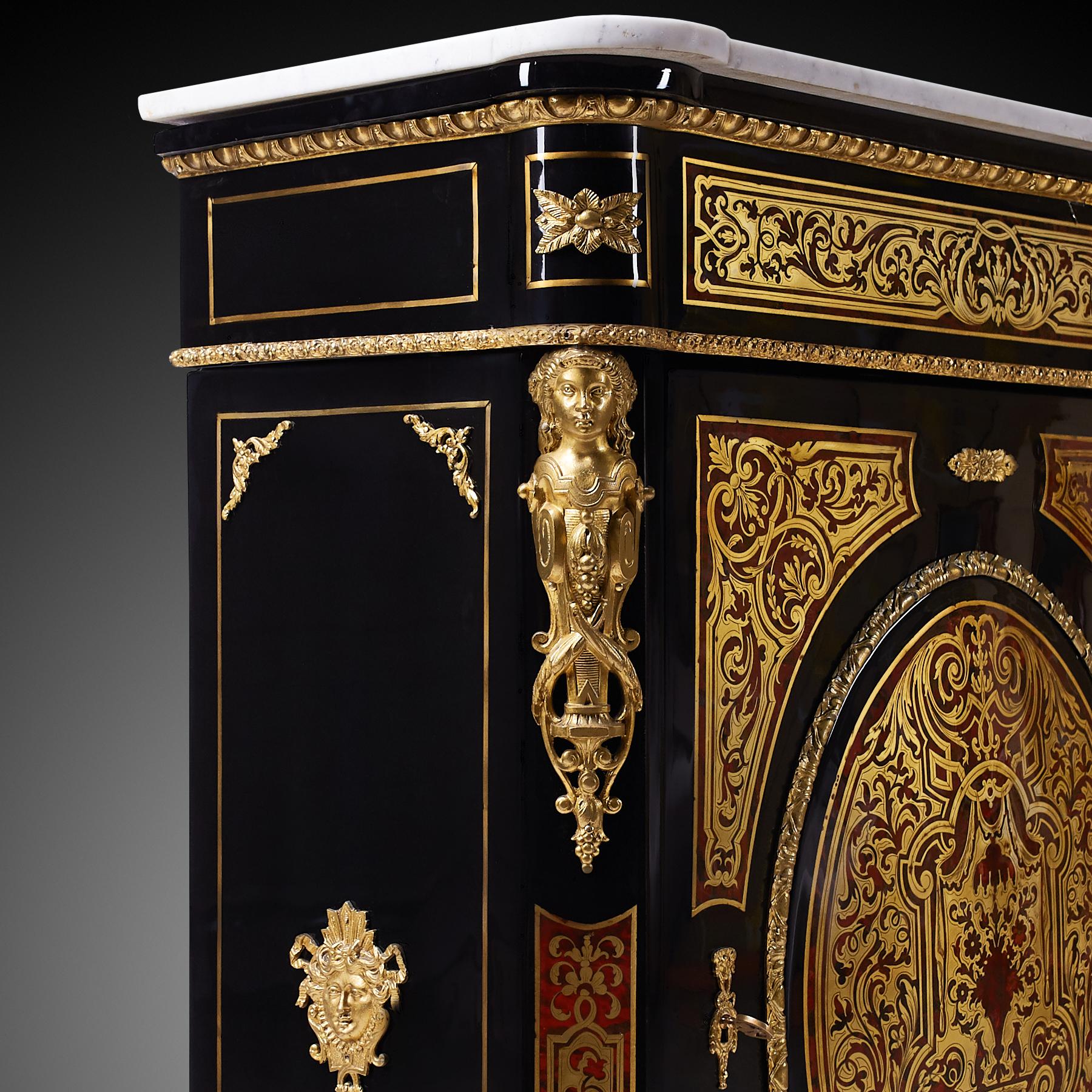 Bois Commode de style Boulle d'époque Napoléon III 19ème siècle en vente