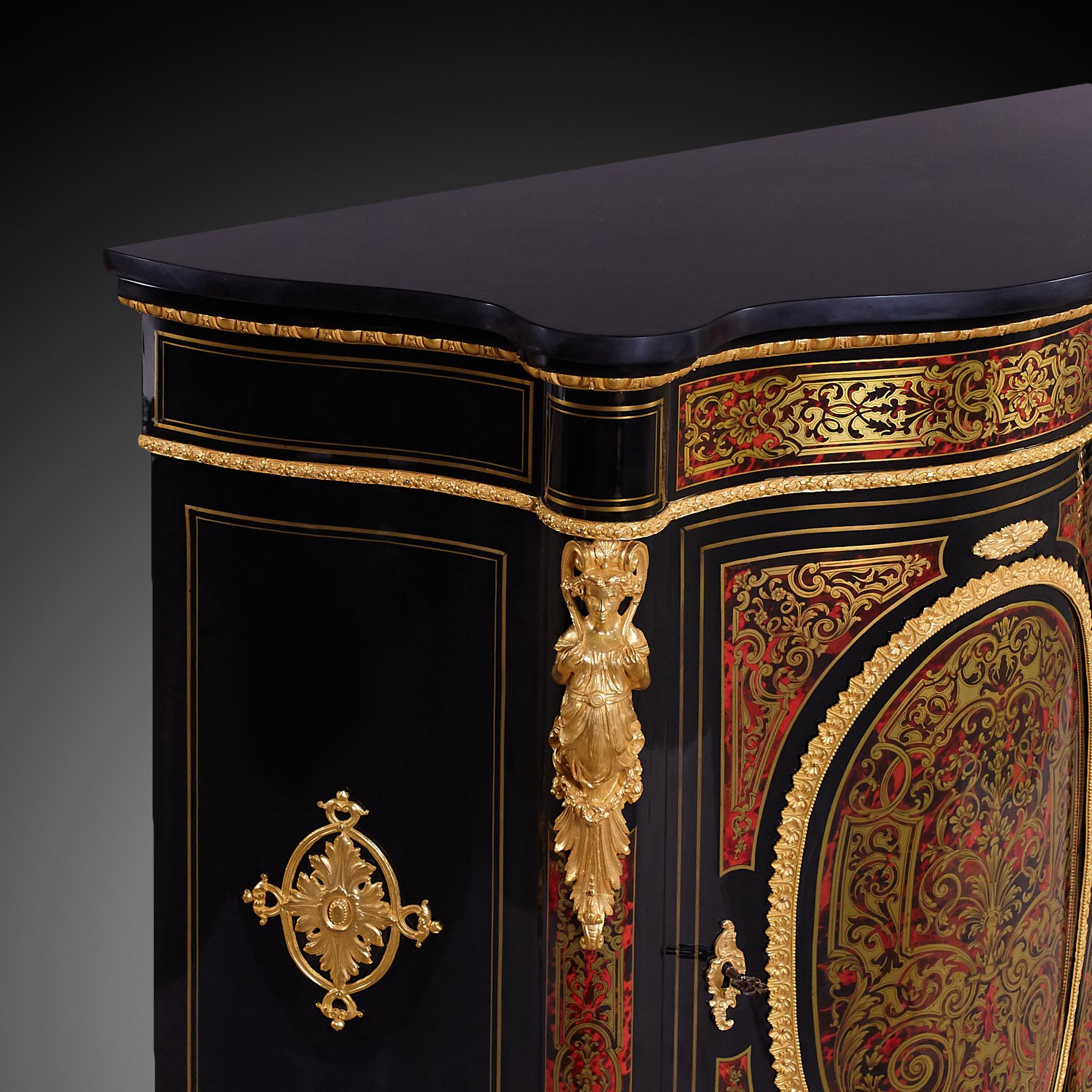 Commode de style Boulle d'époque Napoléon III 19ème siècle Bon état - En vente à Warsaw, PL