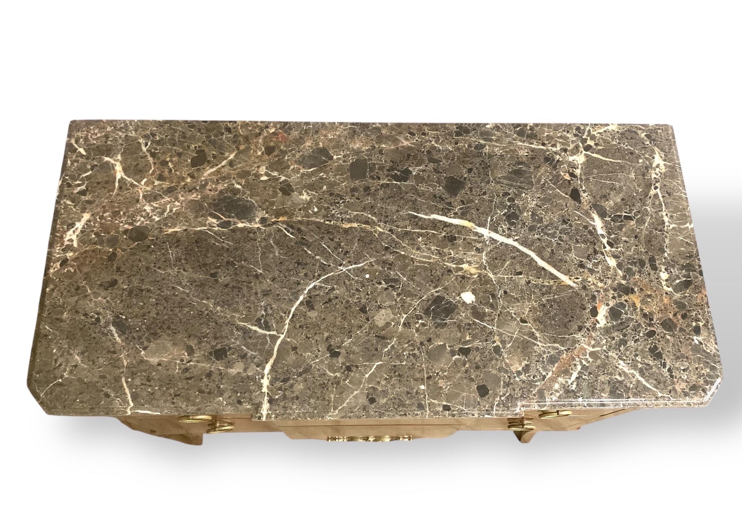 XIX secolo Commode stile Transizione Luigi XV - Luigi XVI - Marmo grigio in vendita