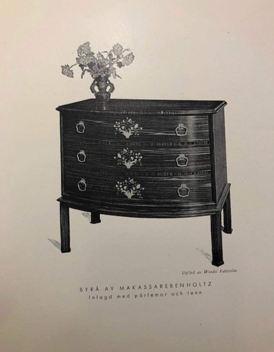 An important Swedish art deco commode made for The Stockholm Exhibition, 1930 (Stockholmsutställningen 1930) as part of a living room interior by Wendel Fahlström after a design by Hans J Axelsson. The commission came from Slöjdföreningens skola,