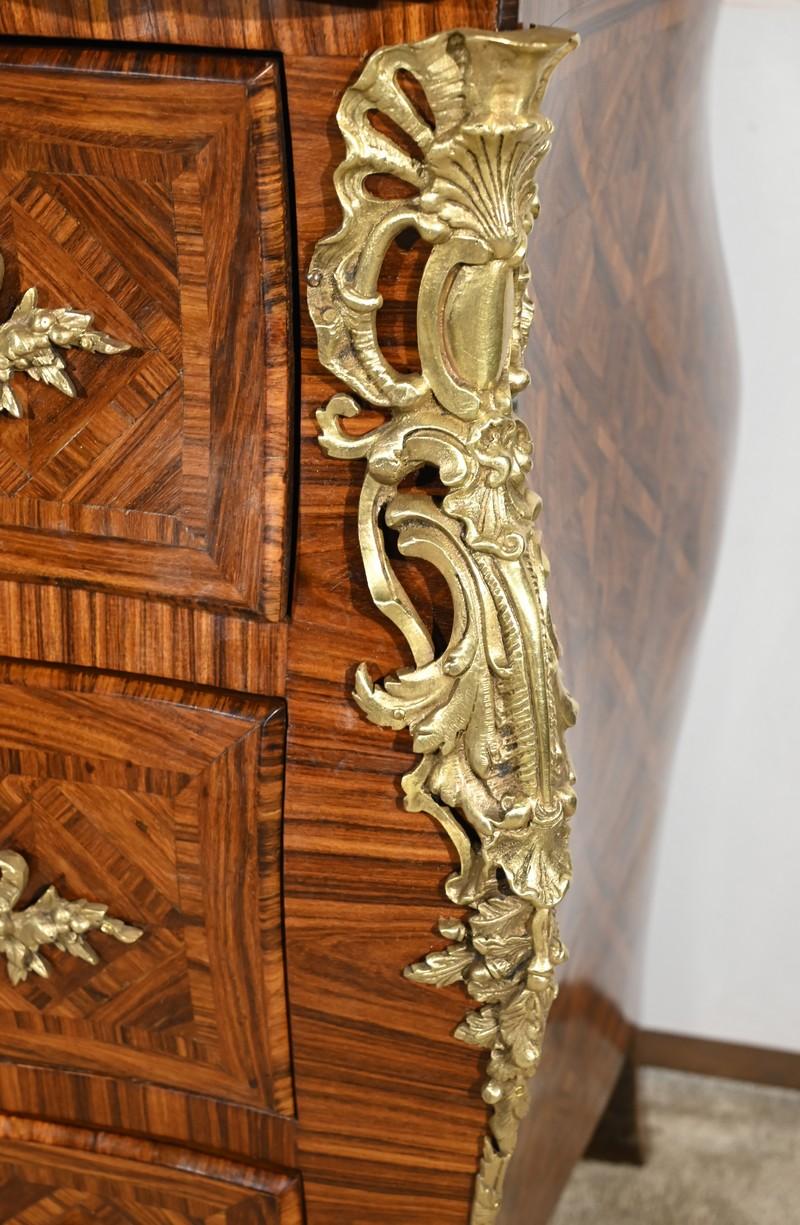 Tombeau chest of drawers in marquetry, Transition style – Part 1 of the 20th cen For Sale 3