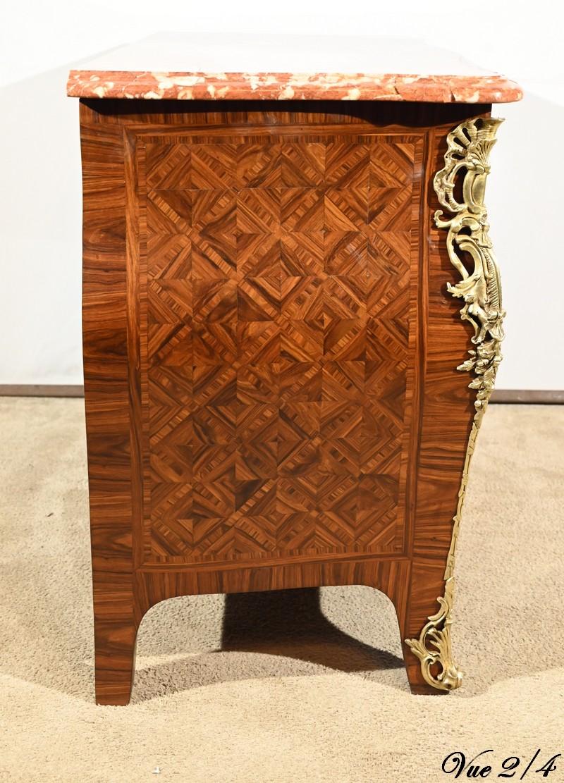 Tombeau chest of drawers in marquetry, Transition style – Part 1 of the 20th cen For Sale 10