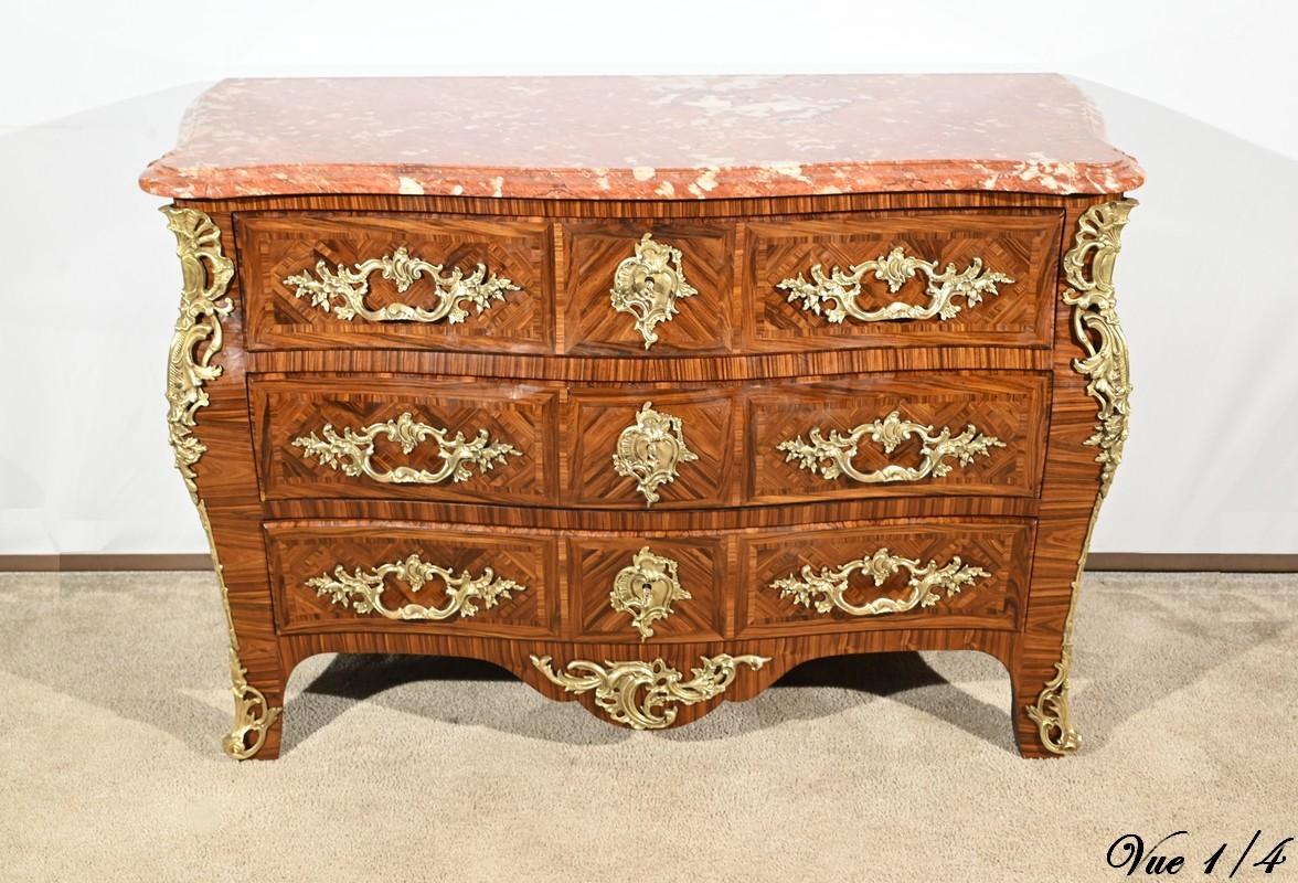 20th Century Tombeau chest of drawers in marquetry, Transition style – Part 1 of the 20th cen For Sale