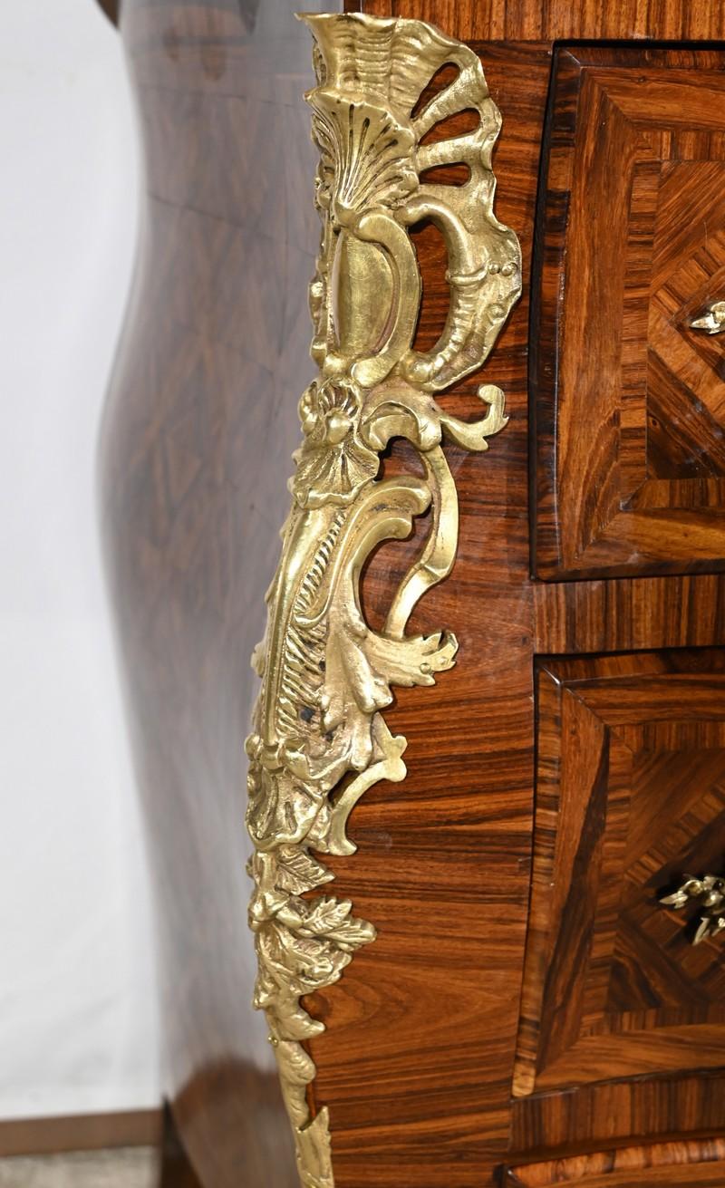 Tombeau chest of drawers in marquetry, Transition style – Part 1 of the 20th cen For Sale 1