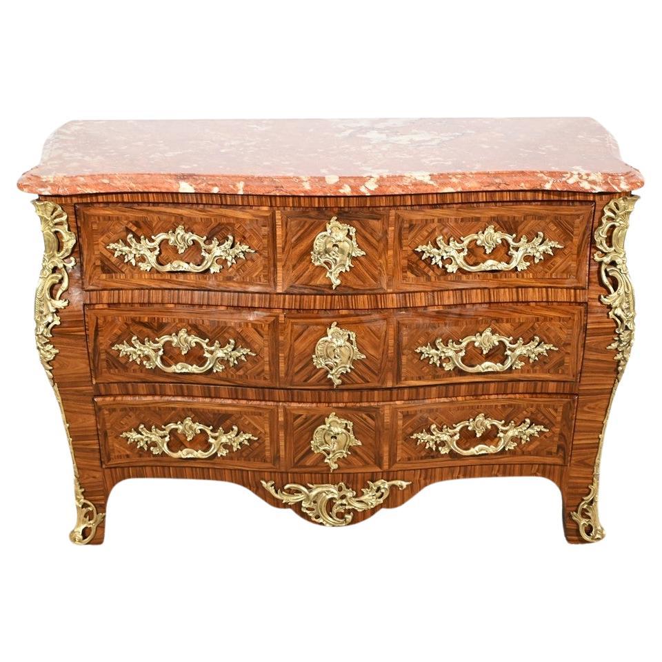 Tombeau chest of drawers in marquetry, Transition style – Part 1 of the 20th cen For Sale