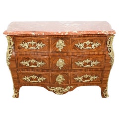 Tombeau chest of drawers in marquetry, Transition style – Part 1 of the 20th cen
