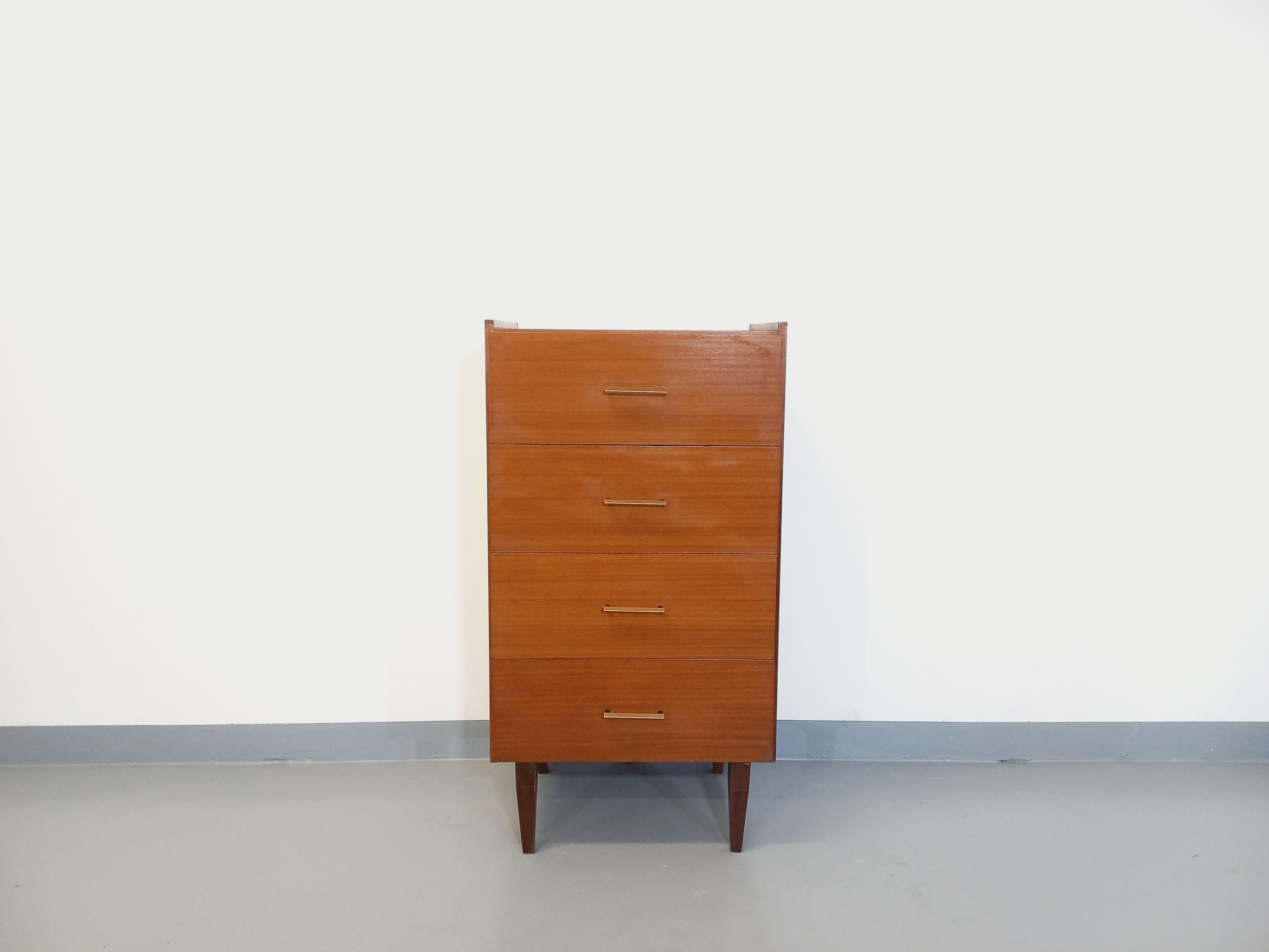 Commode type chiffonnier vintage style scandinave en teck des années 50 60 3