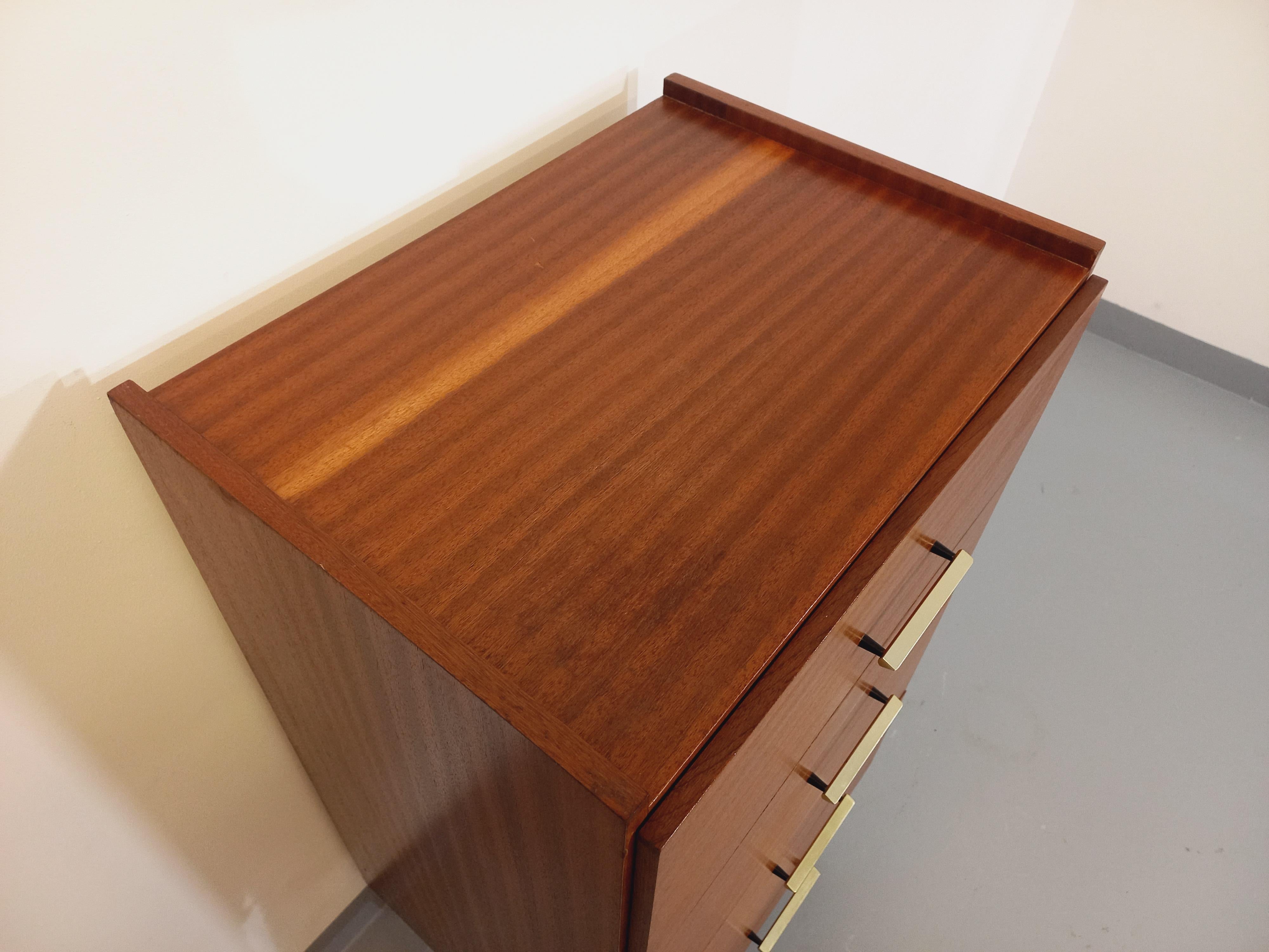 Français Commode type chiffonnier vintage style scandinave en teck des années 50 60