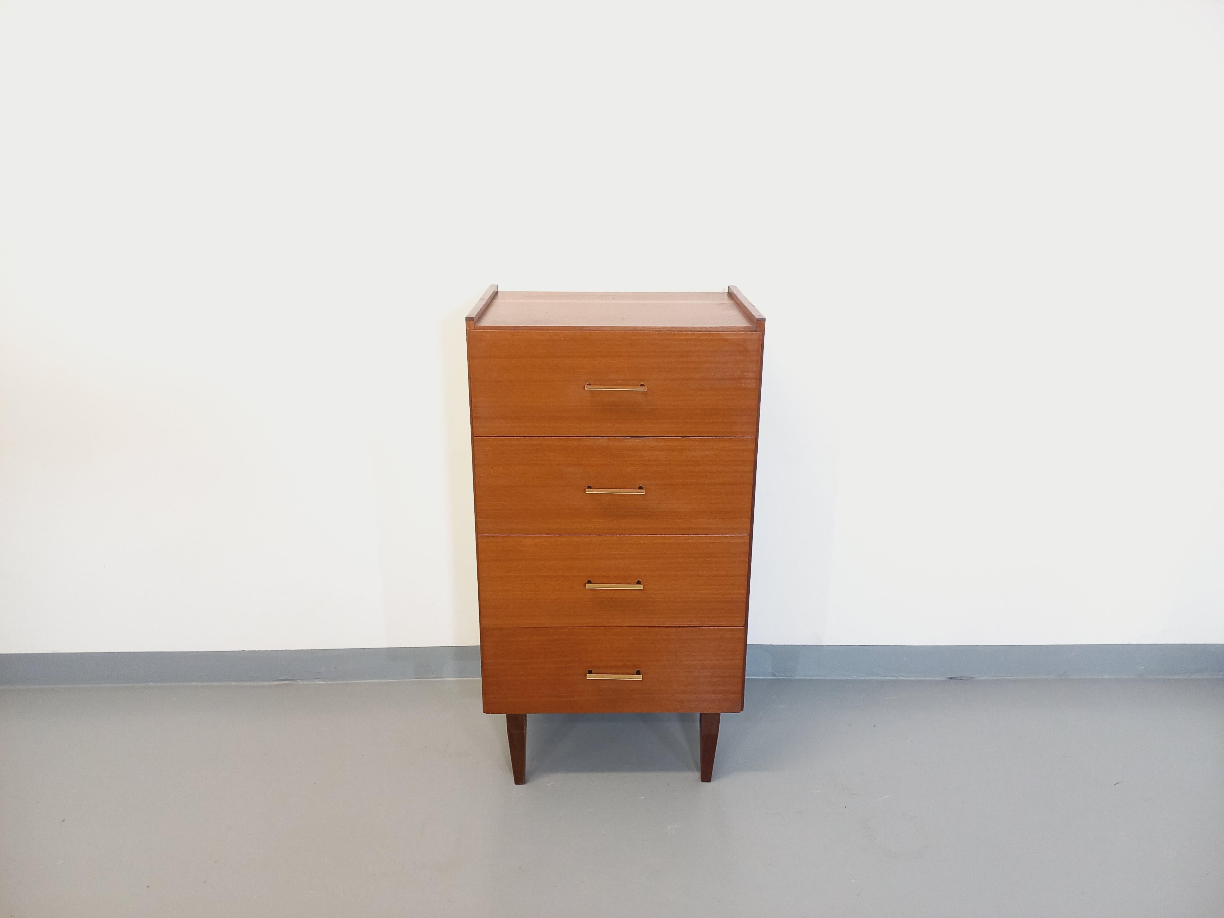 Commode type chiffonnier vintage style scandinave en teck des années 50 60 2