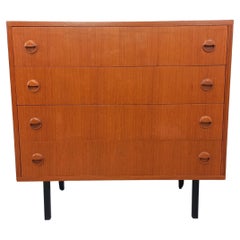 Commode vintage style scandinave en teck et métal noir des années 60