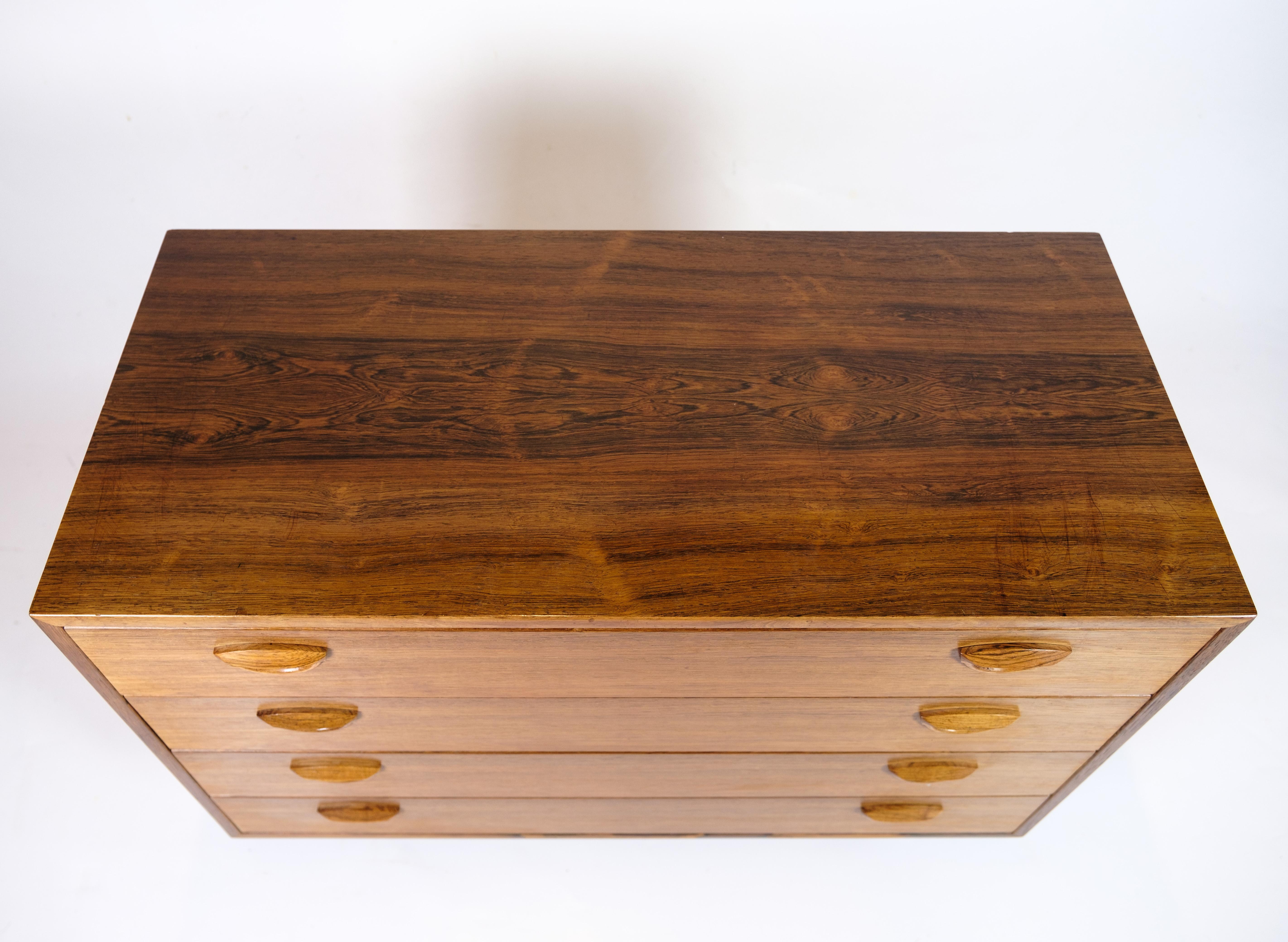 Mid-Century Modern Commode With Four Drawers Made In Rosewood By Kai Kristiansen From 1960s For Sale