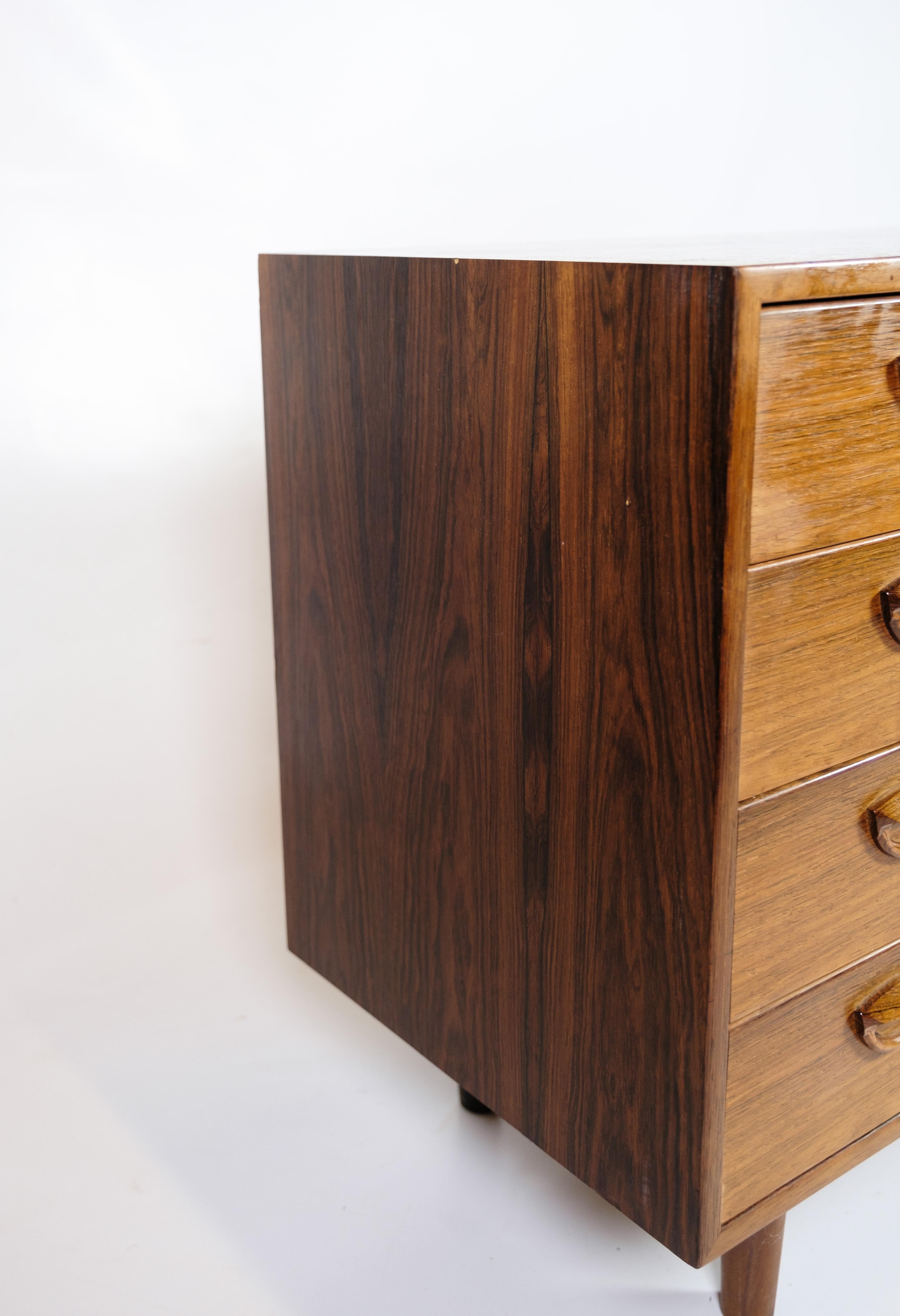 Danish Commode With Four Drawers Made In Rosewood By Kai Kristiansen From 1960s For Sale