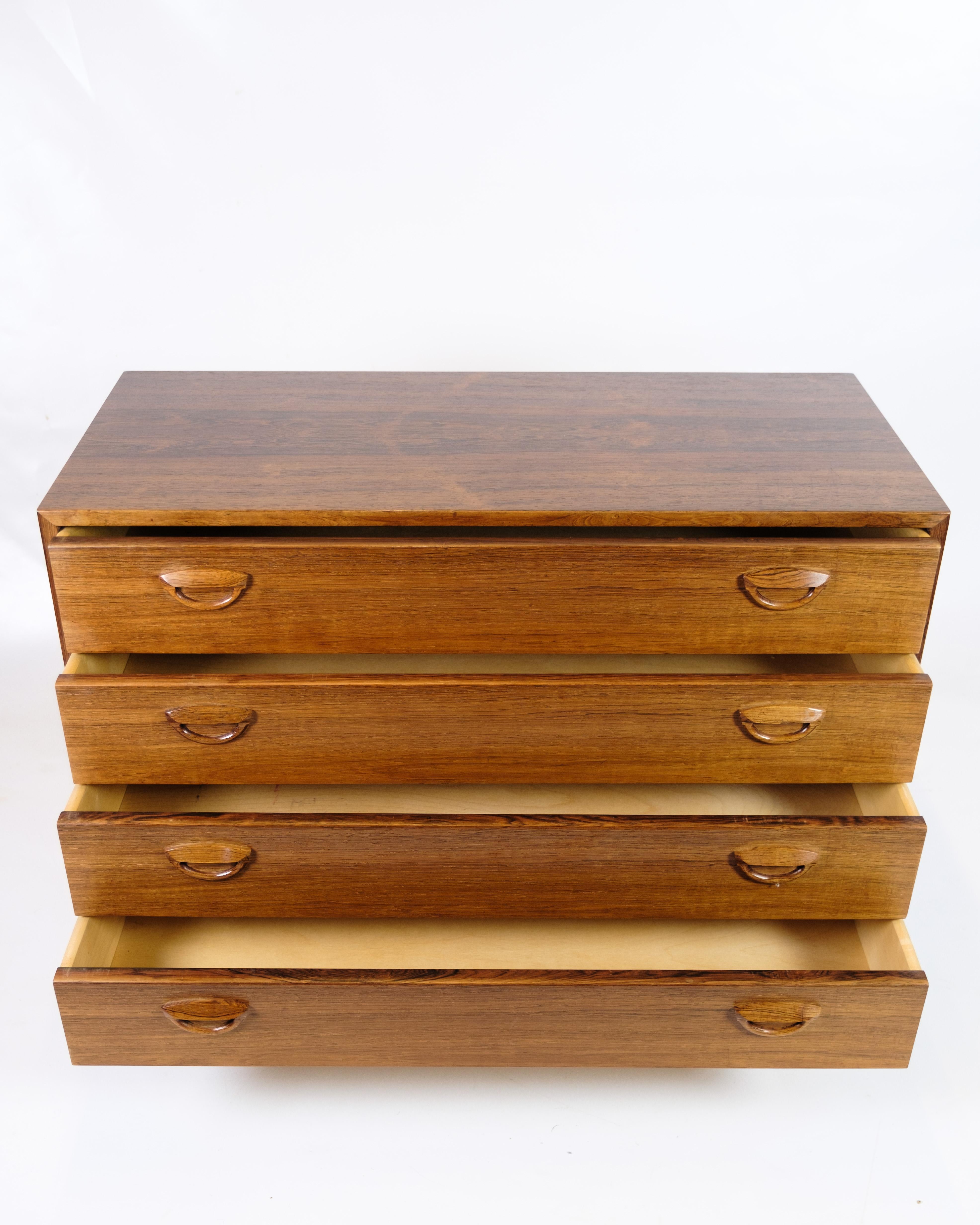 Commode With Four Drawers Made In Rosewood By Kai Kristiansen From 1960s In Good Condition For Sale In Lejre, DK