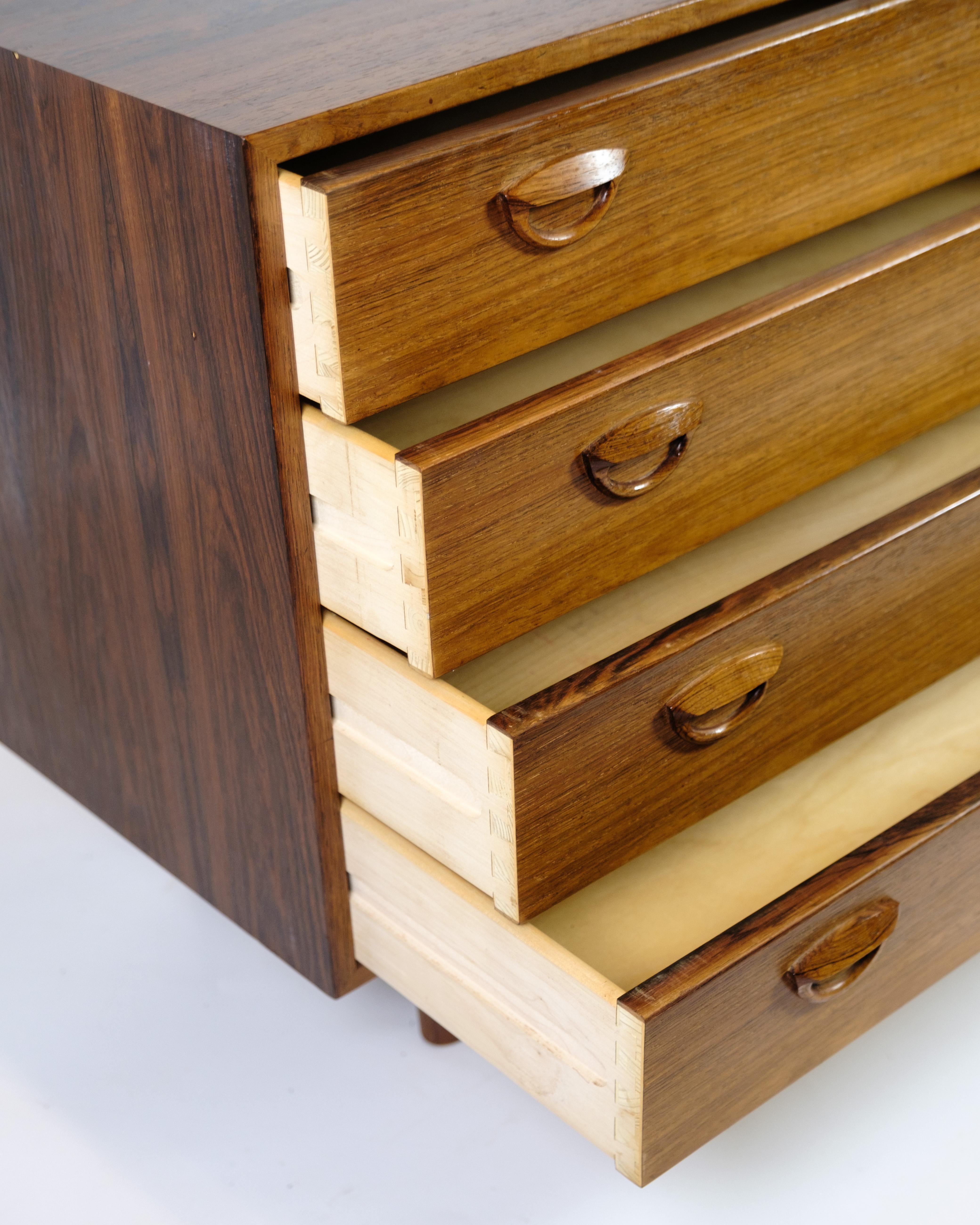 Mid-20th Century Commode With Four Drawers Made In Rosewood By Kai Kristiansen From 1960s For Sale