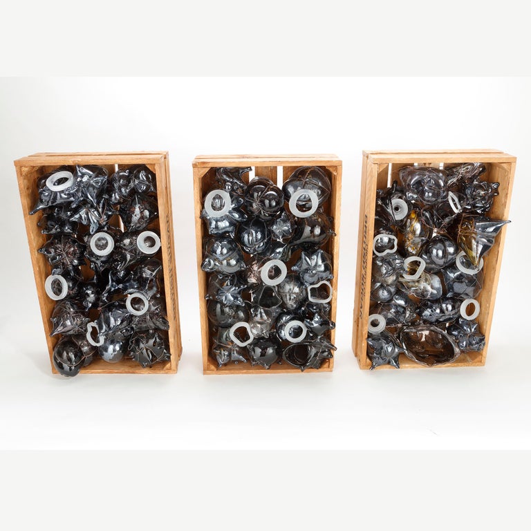 Organic Modern Commodity Triptych, a Unique Wall Mounted Mixed-Media Sculpture by Chris Day For Sale
