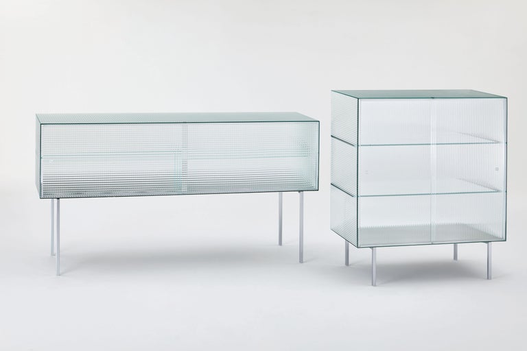 Modern Commodore Glass Square Storage Unit, by Piero Lissoni from Glas Italia For Sale