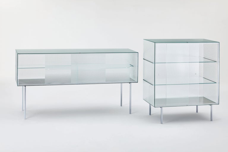 Italian Commodore Glass Square Storage Unit, by Piero Lissoni from Glas Italia For Sale