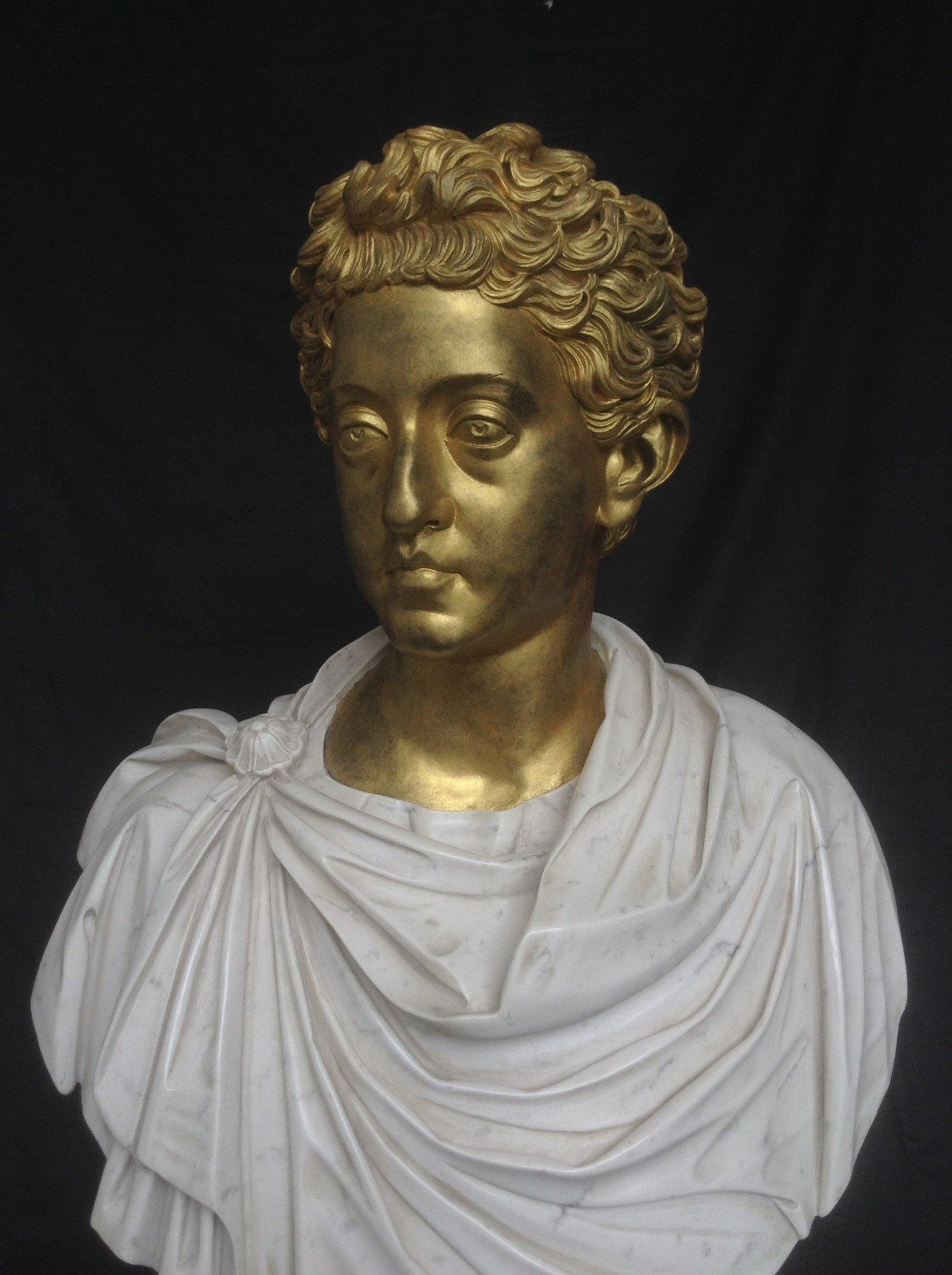 Commodus Marble Bust with Gilt Head, 20th Century  For Sale 1