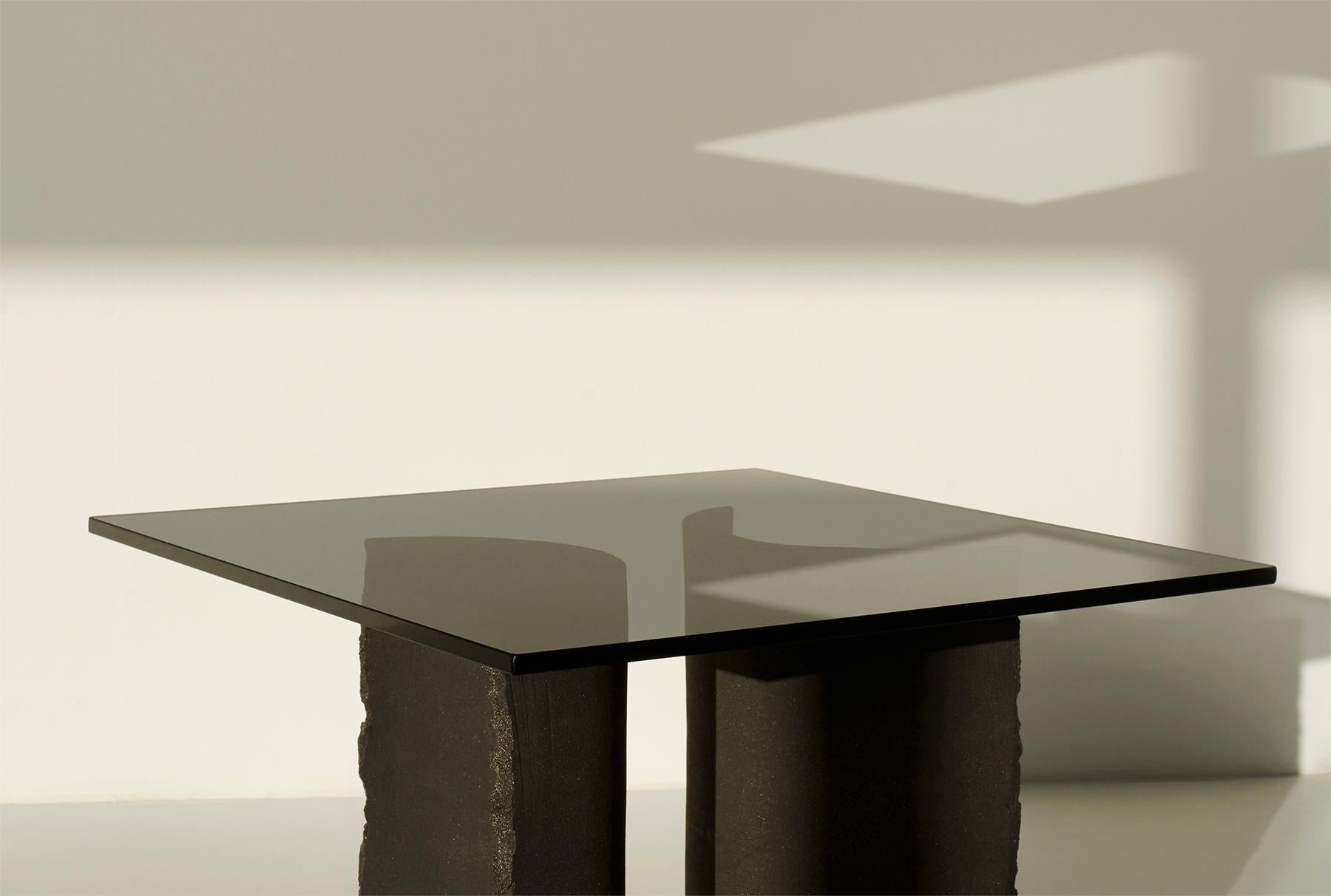 Swedish Common Effort Hand-Sculpted Black Clay Table by Sanna Völker