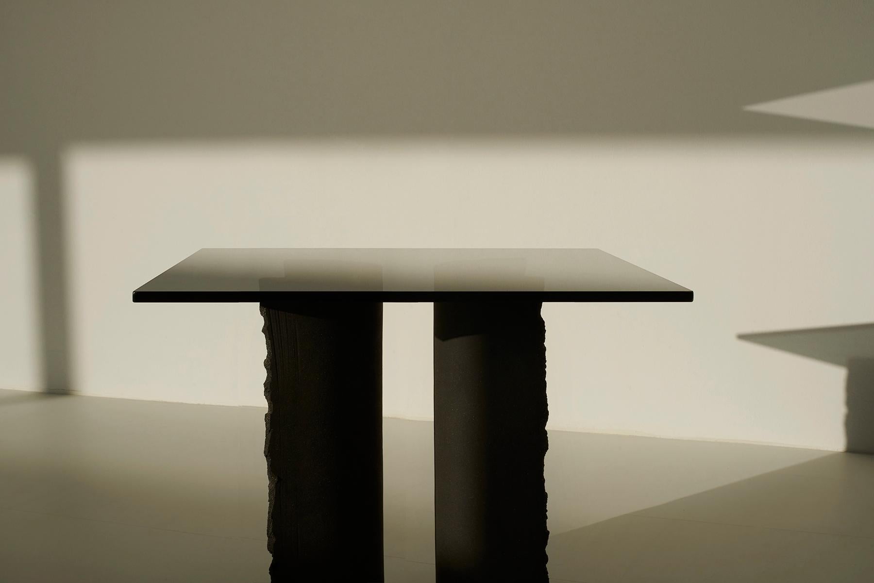 Contemporary Common Effort Hand-Sculpted Black Clay Table by Sanna Völker For Sale