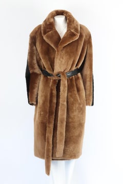 Common Leisure Oversized Belted Shearling Coat Fr 40 Uk 12