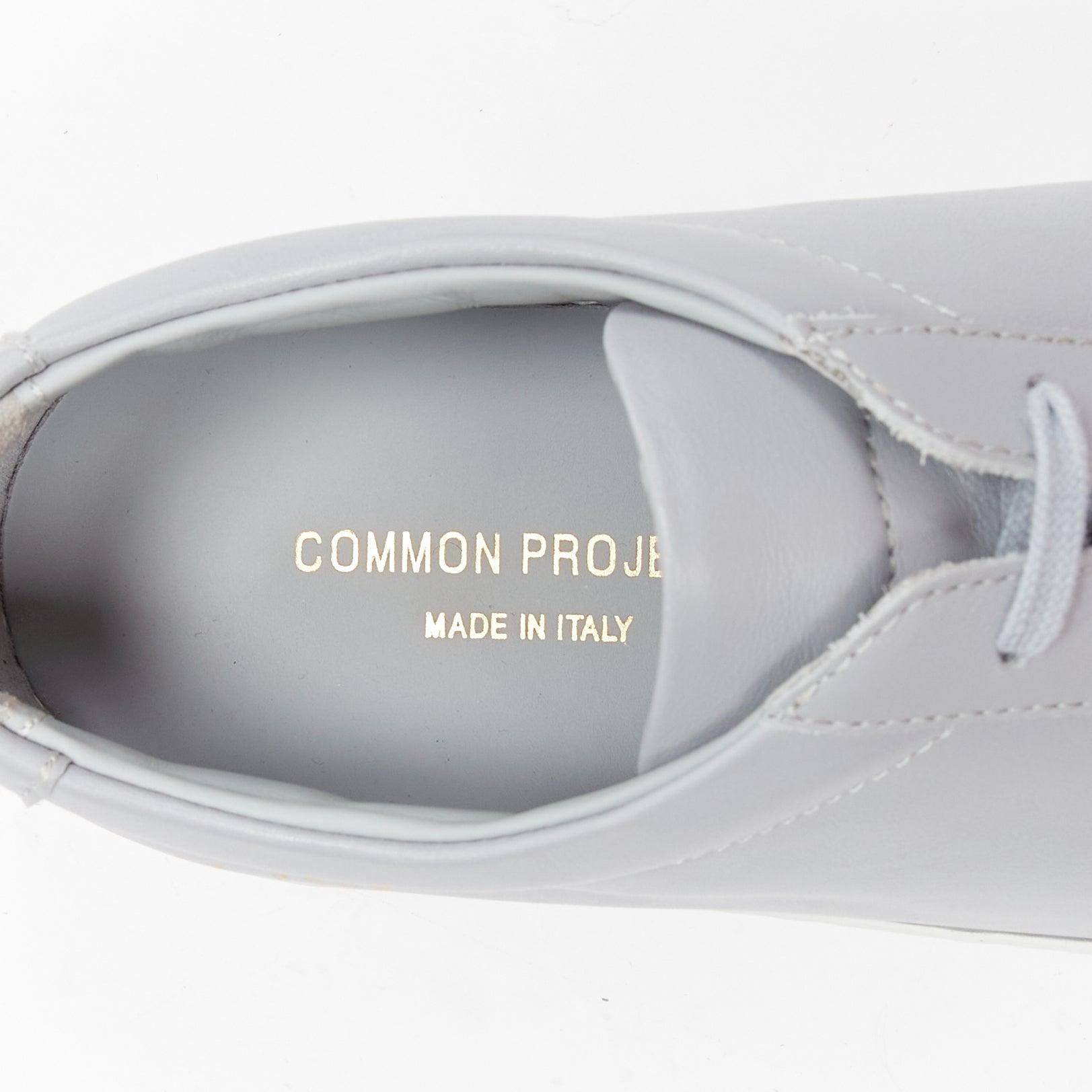 COMMON PROJECT Achilles grey leather gold foil lettering low sneakers EU42 4