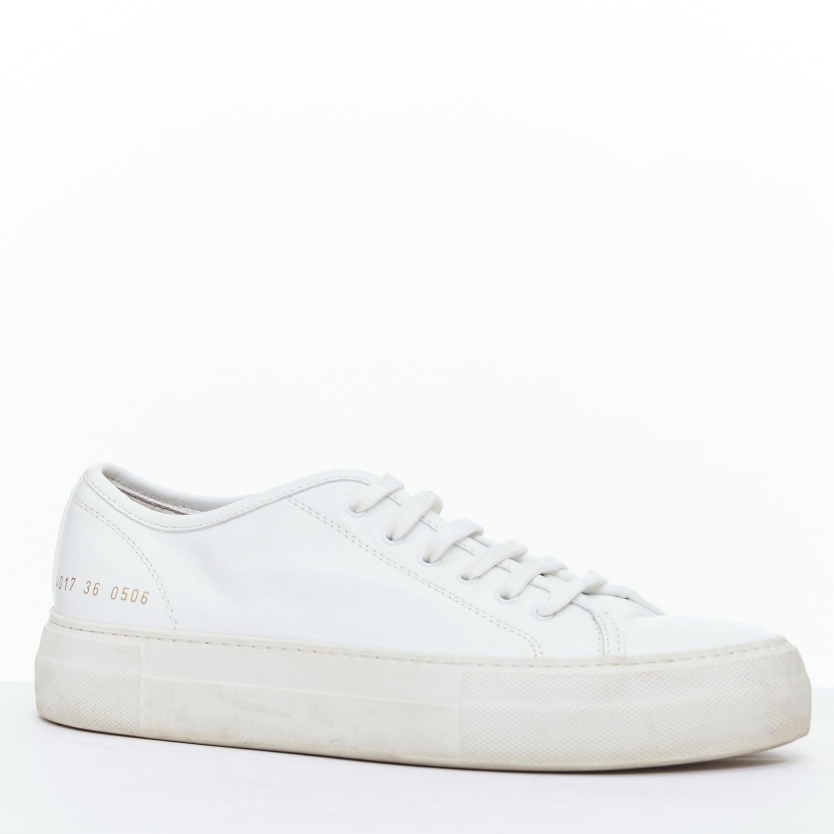 COMMON PROJECT WOMAN 4017 white leather gold letter low sneakers EU36 ...