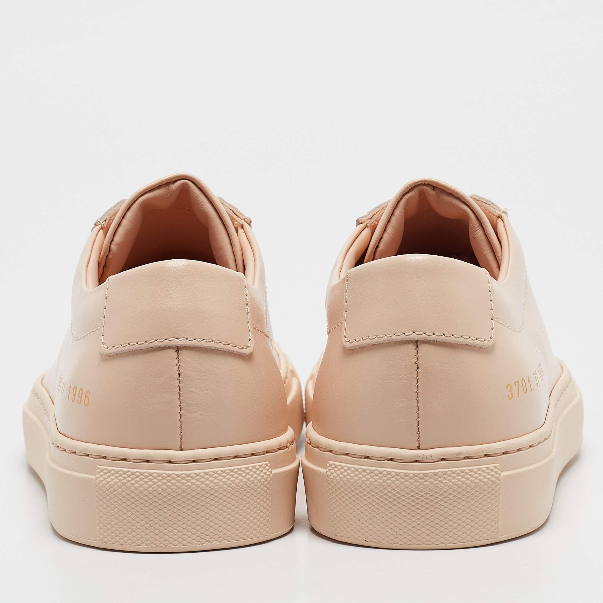 Common Projects Beige Leather Achilles Low Top Sneakers Size 37 For Sale 1