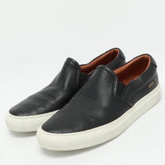 Common Projects Black Perforated Leather Slip On Sneakers Size 35