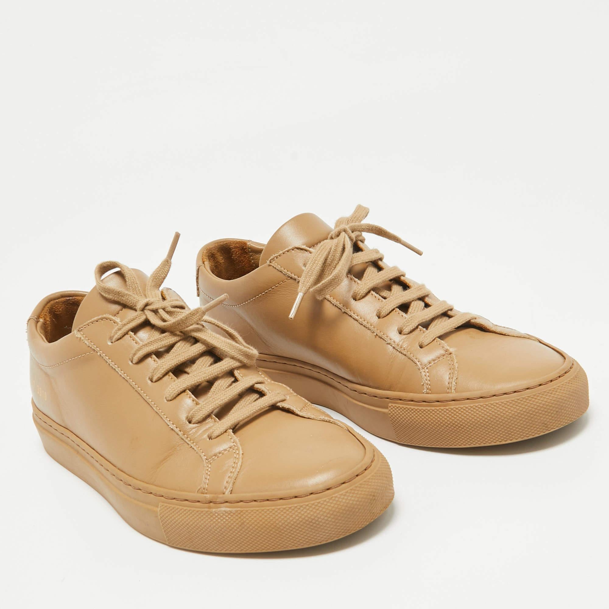Women's Common Projects Brown Leather Achilles Sneakers Size 37 For Sale