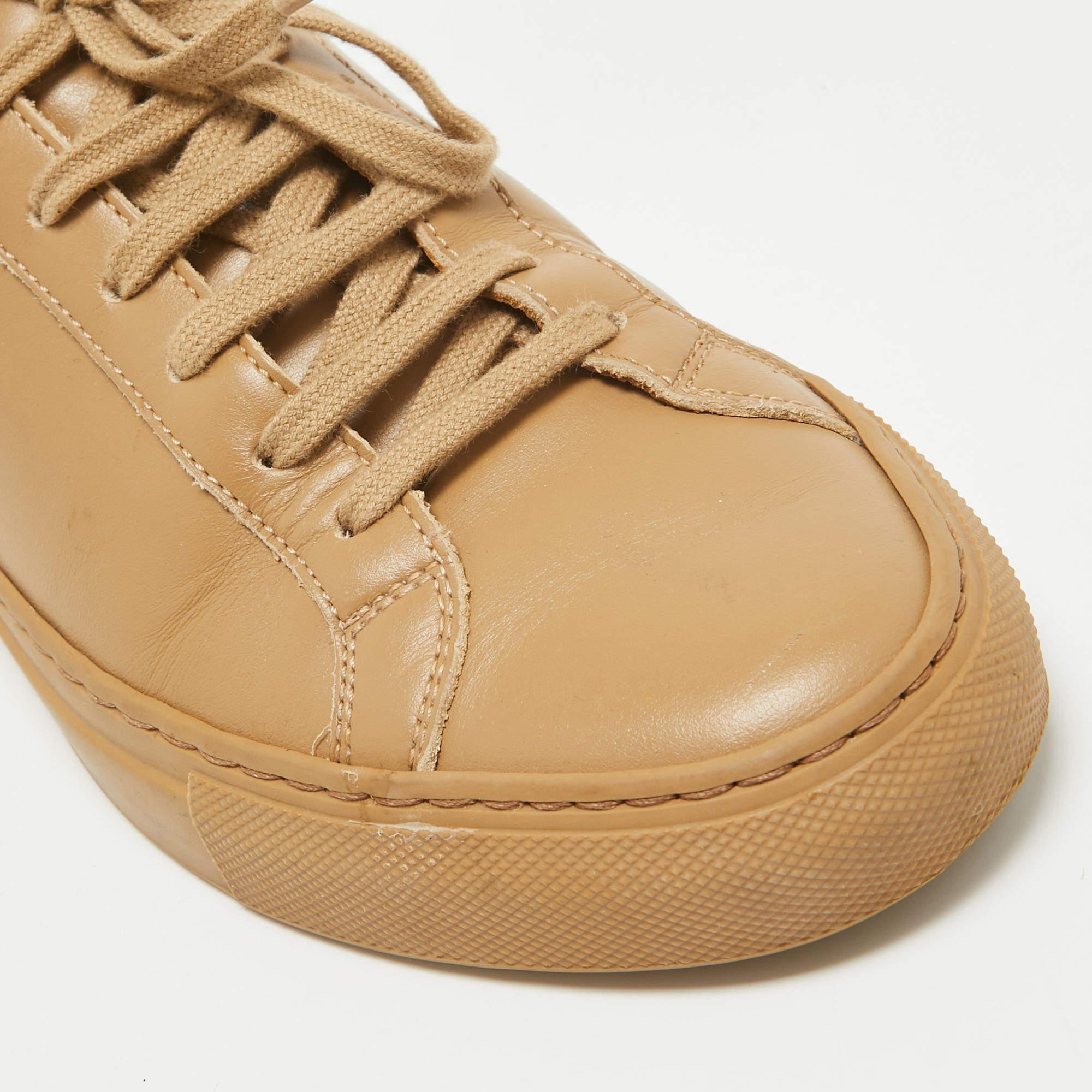 Common Projects Brown Leather Achilles Sneakers Size 37 For Sale 3