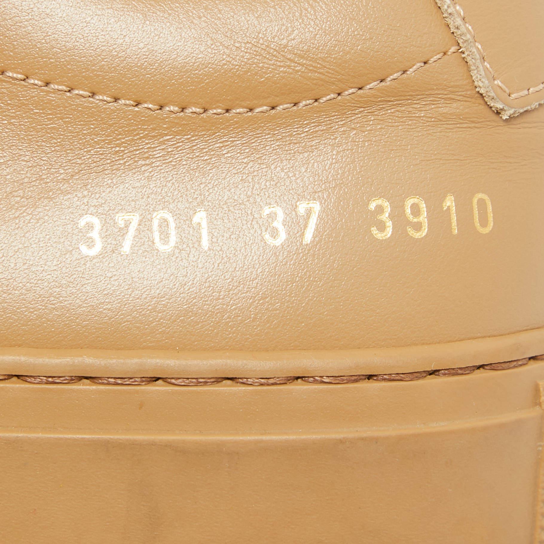 Common Projects Brown Leather Achilles Sneakers Size 37 For Sale 4