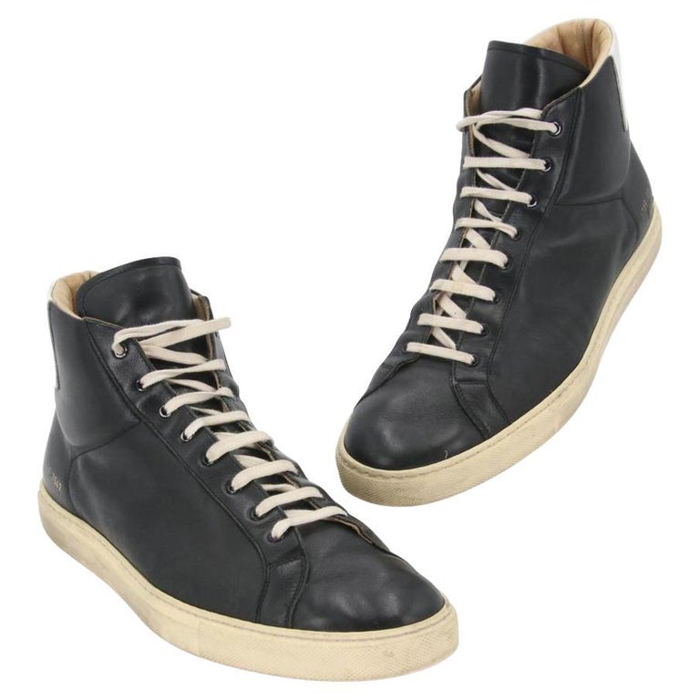Common Projects Leather Achilles Retro High Top Men's Sneakers Size 42/9  For Sale at 1stDibs
