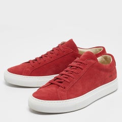 Common Projects Red Suede Achilles Low Top Sneakers Size 37