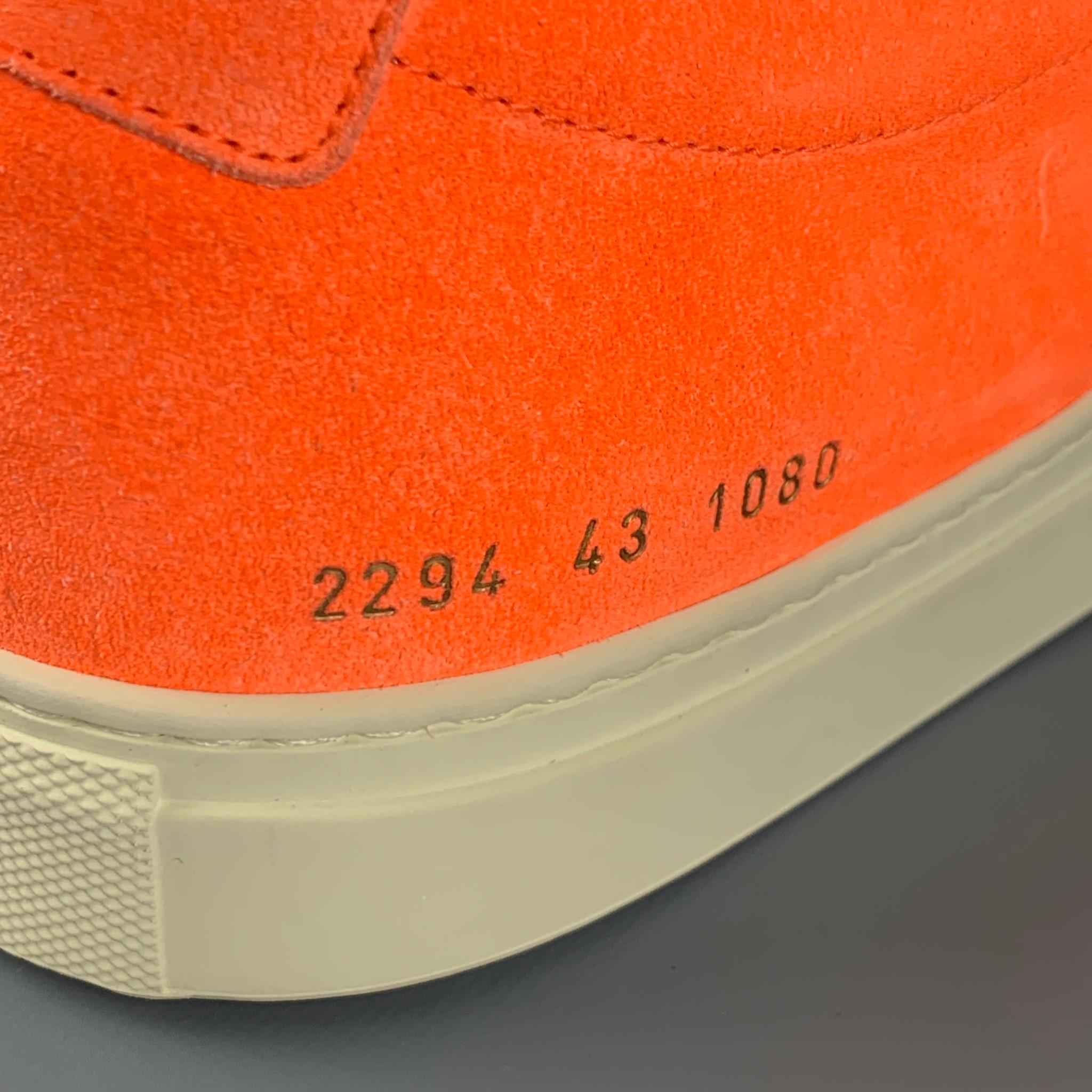 COMMON PROJECTS Size 10 Neon Orange Suede Sneakers In New Condition In San Francisco, CA