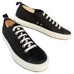 COMMON PROJECTS Size 11 Black White Canvas Lace-Up Sneakers
