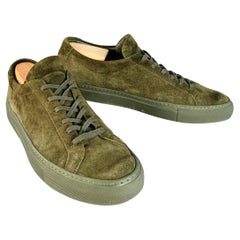 COMMON PROJECTS Size 11 Green Olive Suede Low Top Sneakers