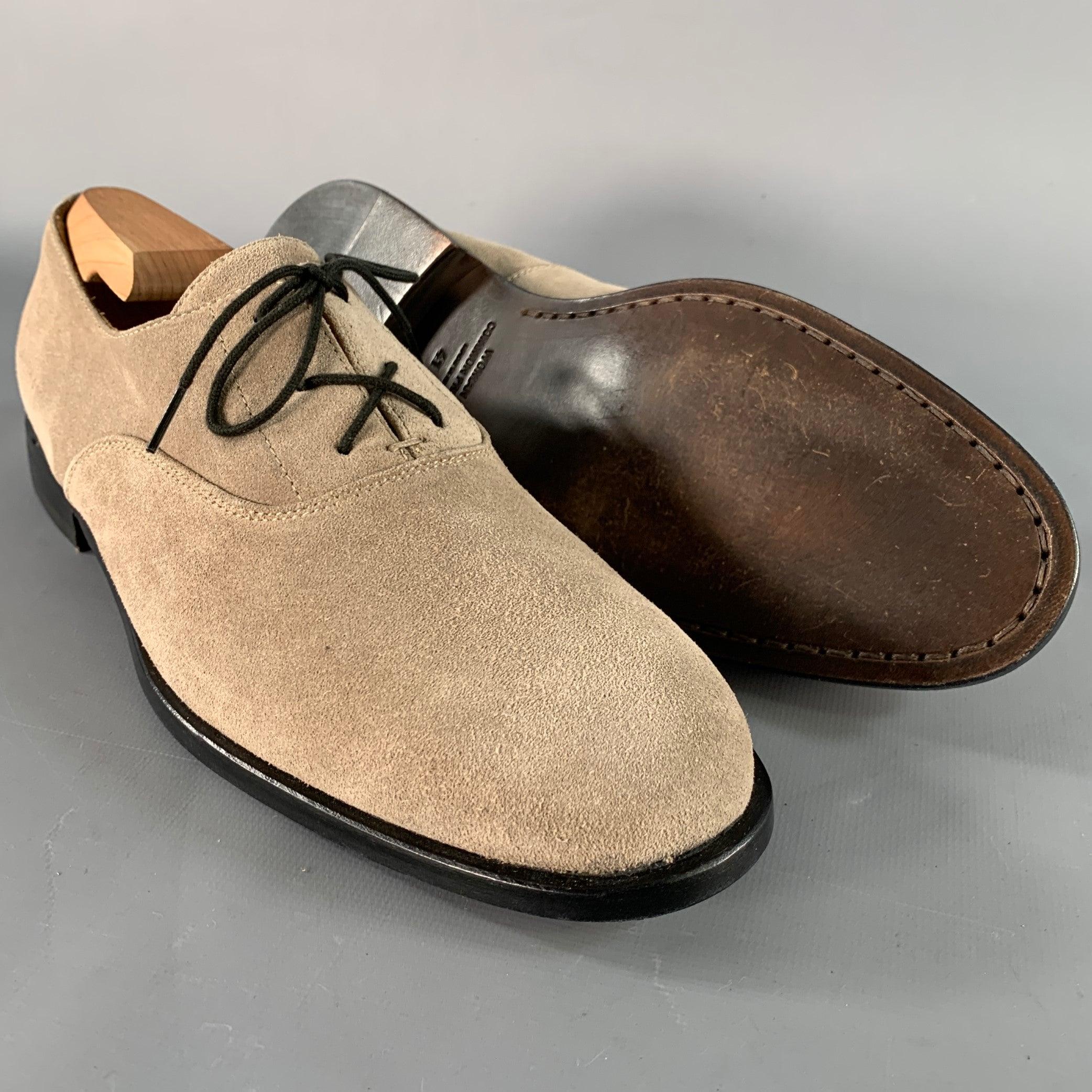 COMMON PROJECTS Size 11 Taupe Suede Lace-Up Oxford Shoes For Sale 1