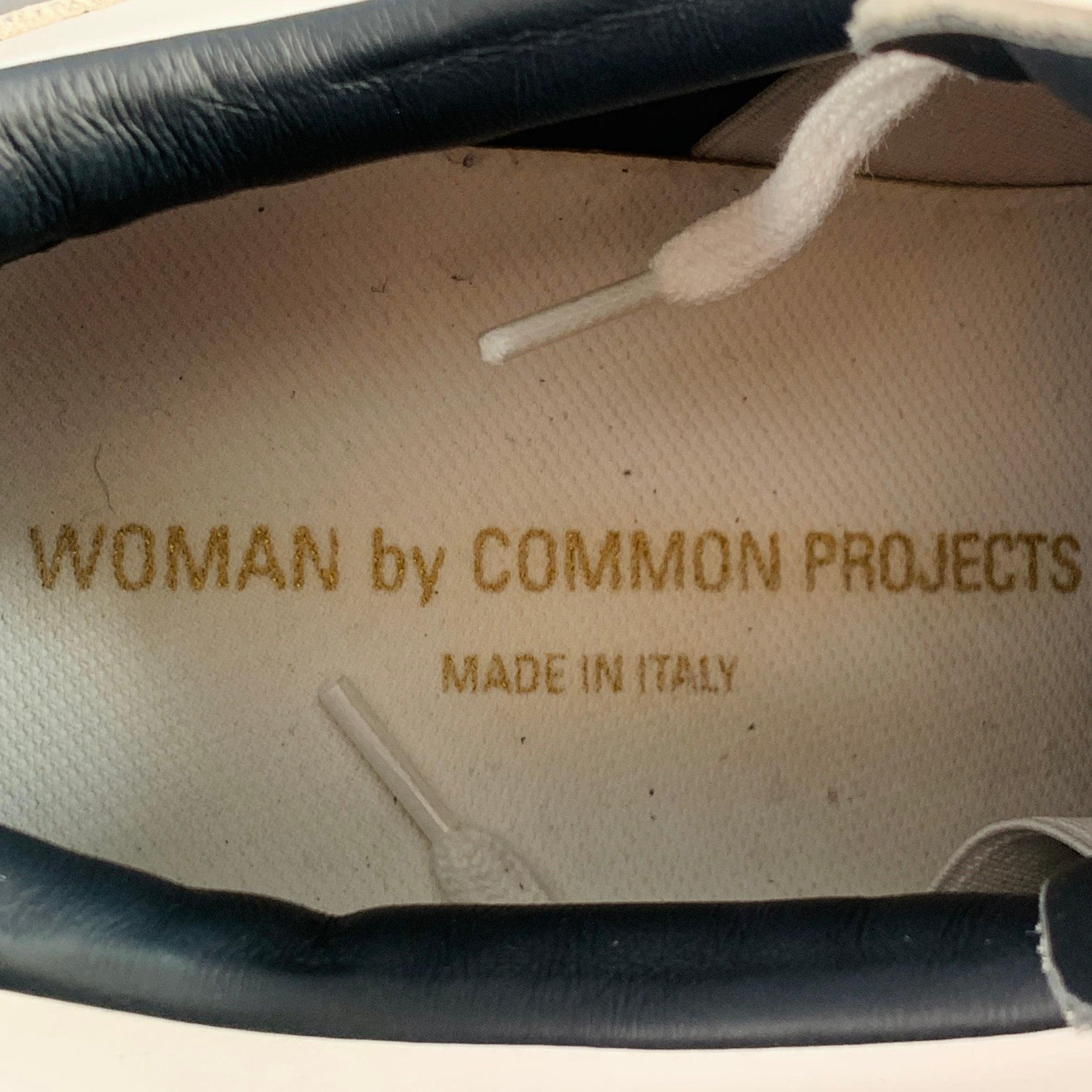 COMMON PROJECTS Size 11 White Black Leather Lace-Up Low Top Sneakers For Sale 2