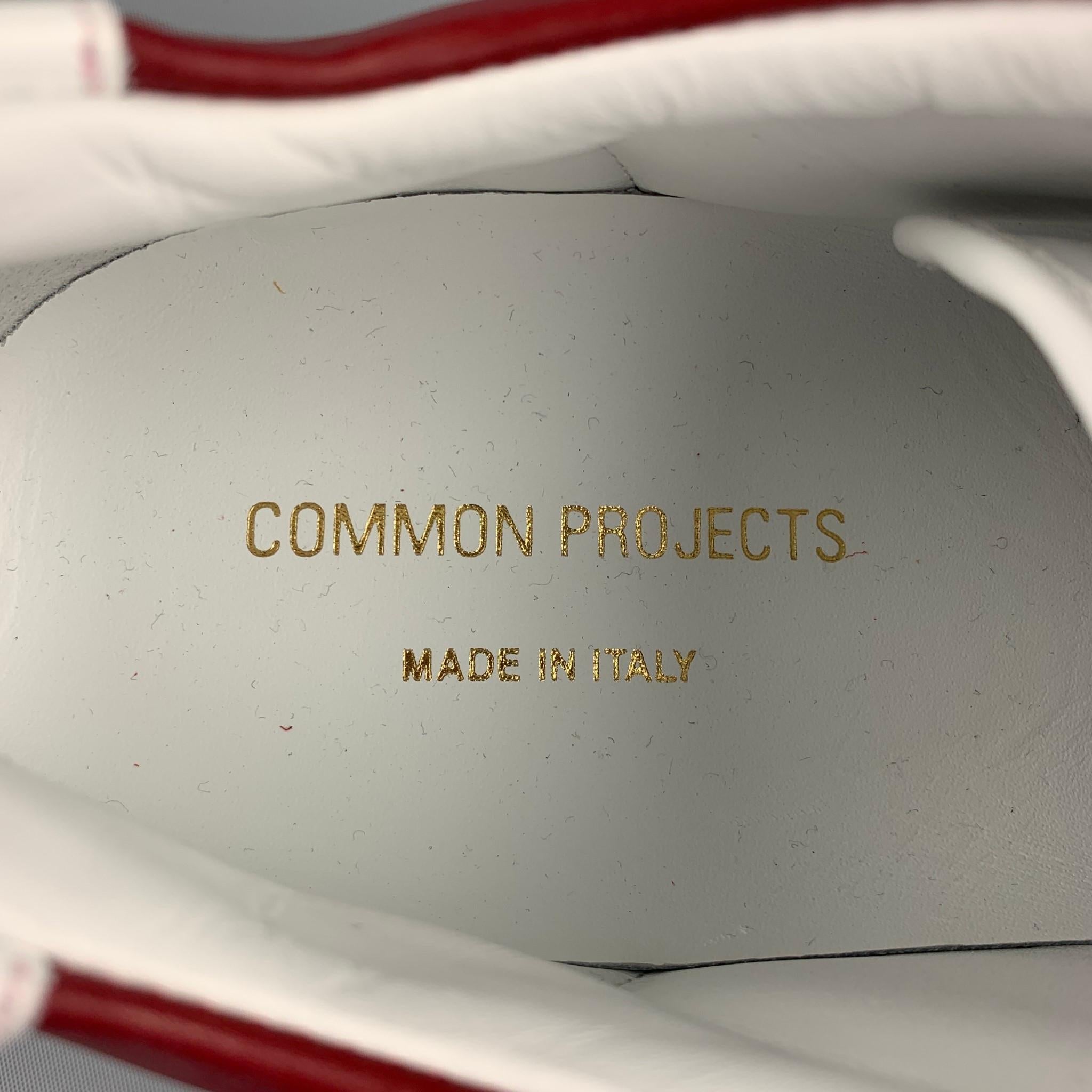 COMMON PROJECTS Size 11 White & Burgundy Color Block Leather Lace Up Sneakers In Good Condition In San Francisco, CA
