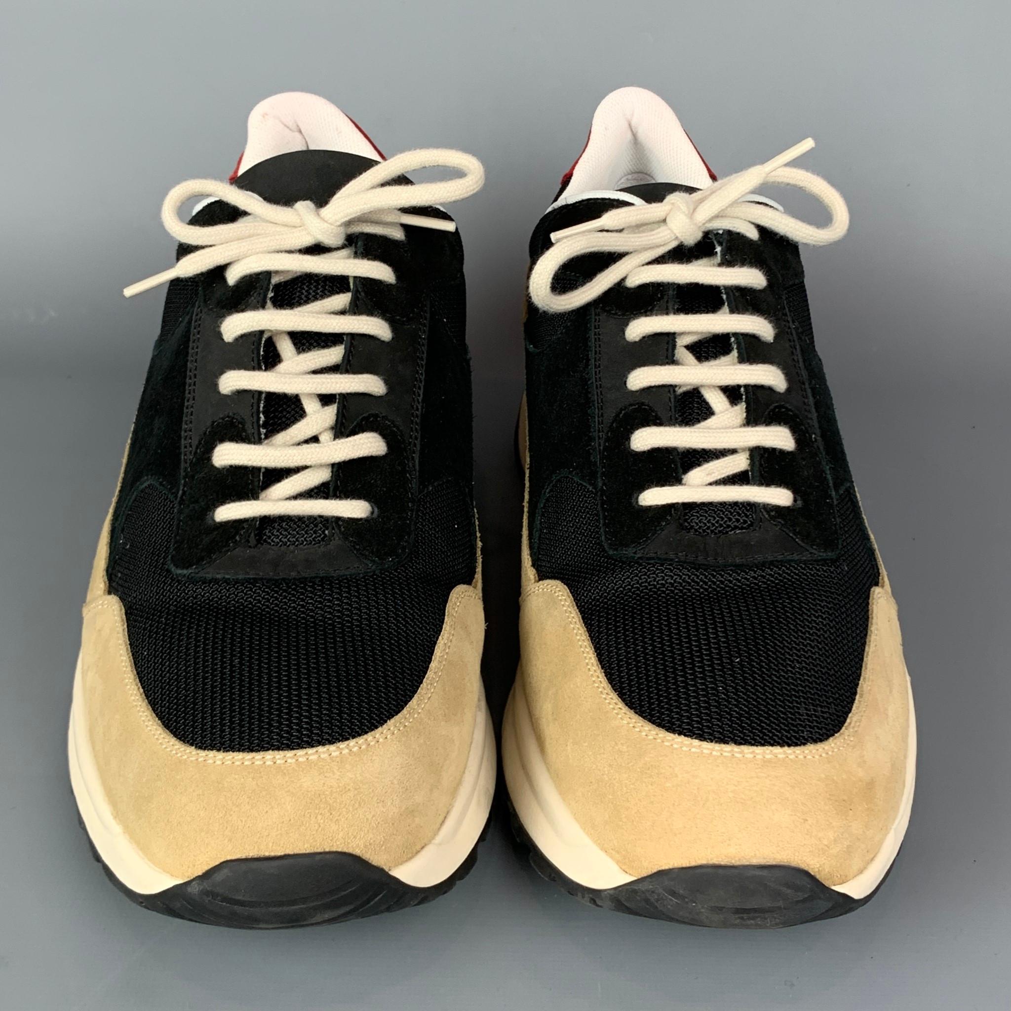 COMMON PROJECTS Size 12 Tan & Black Color Block Nylon Lace Up Sneakers In Good Condition In San Francisco, CA