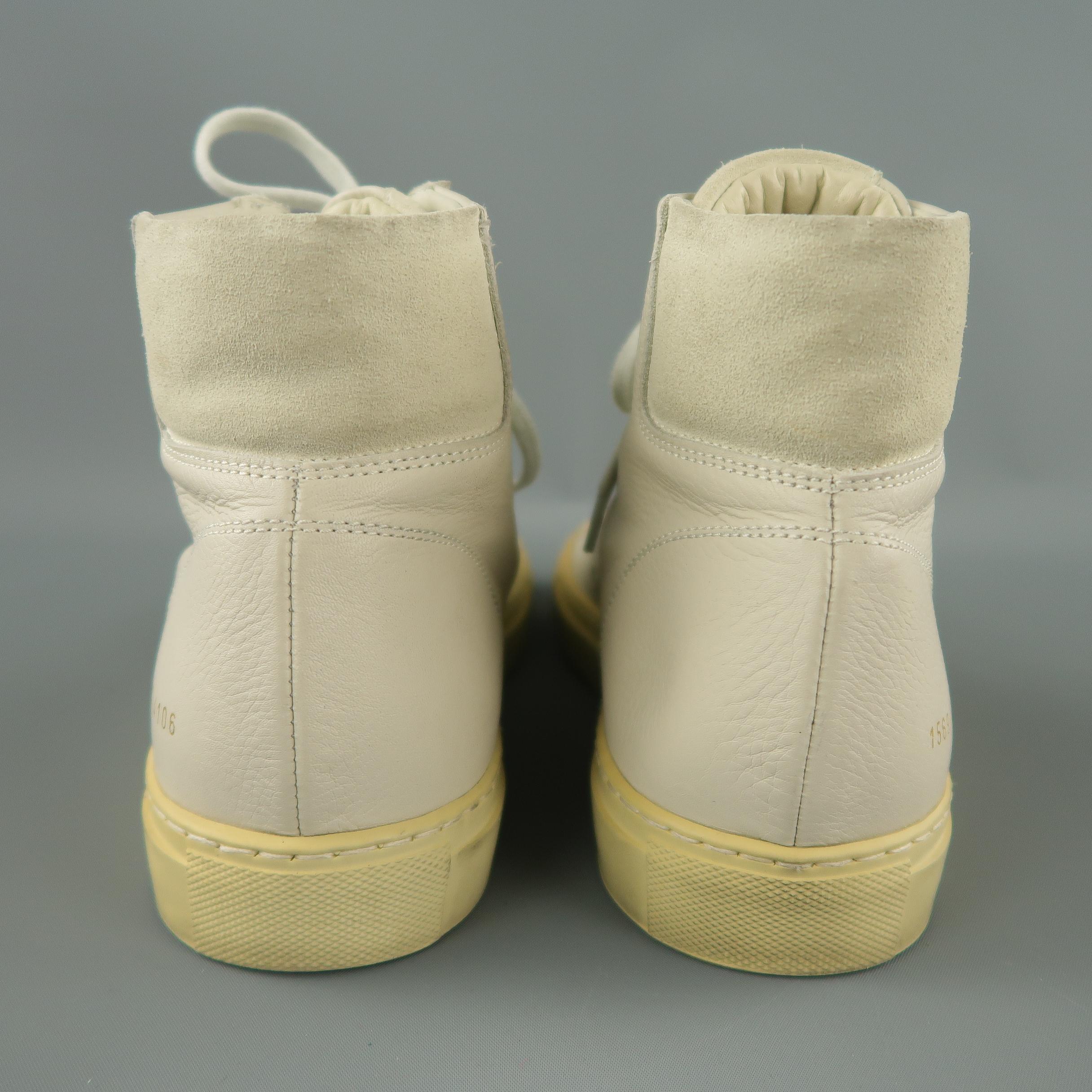COMMON PROJECTS Size 7 Ivory Solid Leather High Top Sneakers 1