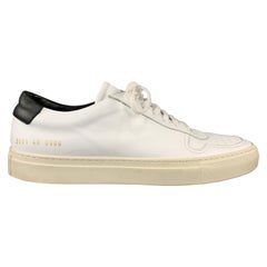 COMMON PROJECTS Size 7 White Leather Black Heel Lace Up Sneakers