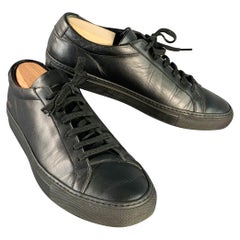 COMMON PROJECTS Size 8 Black Leather Low Top Sneakers