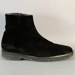 COMMON PROJECTS Size 8 Black Suede Side Zipper Ankle Boots